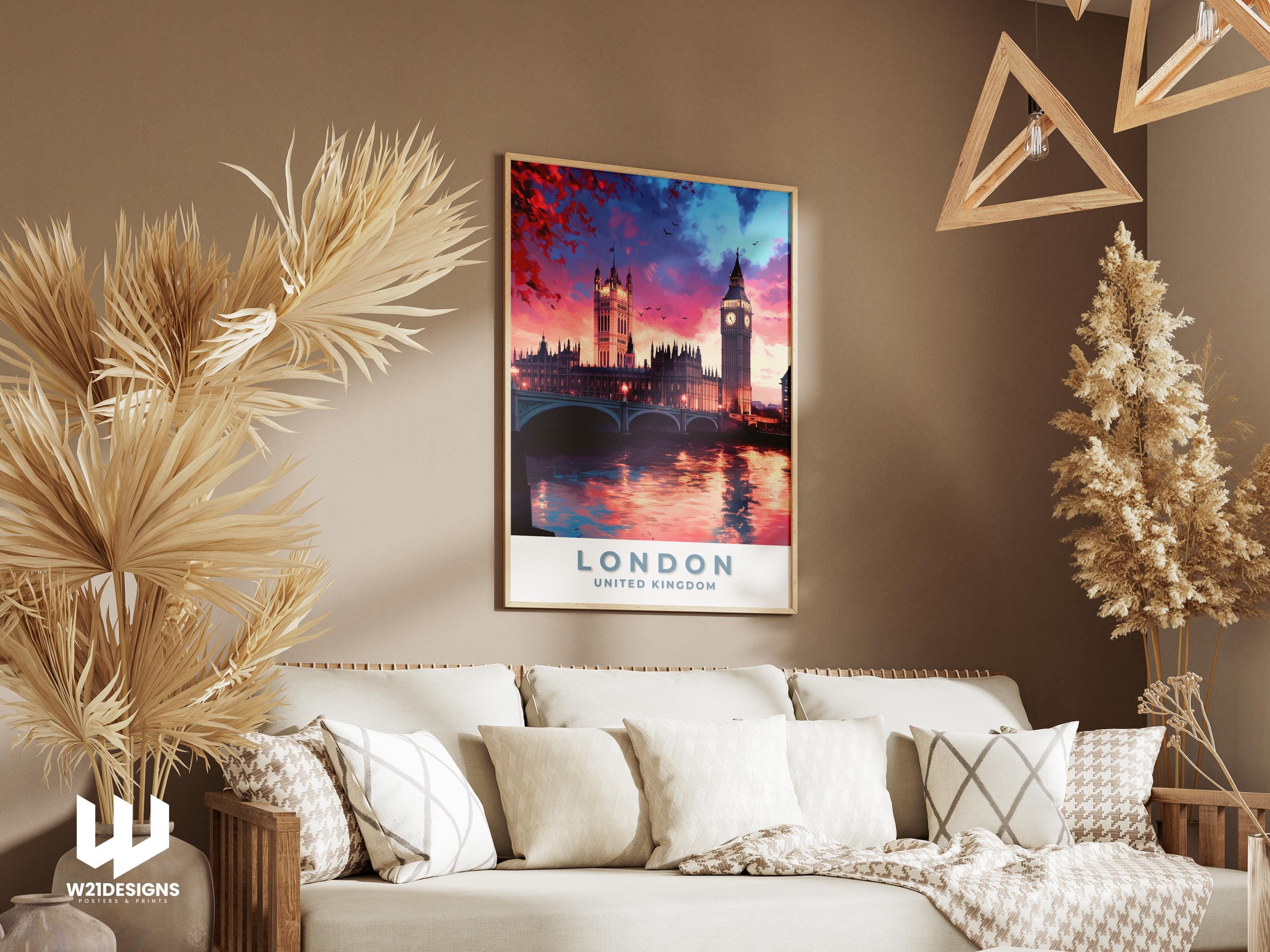 London Skyline Poster: Big Ben & Westminster Bridge Art Print