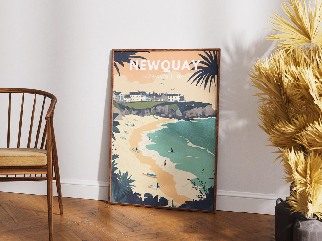Newquay Surf Poster: Cornwall Coastal Art Print