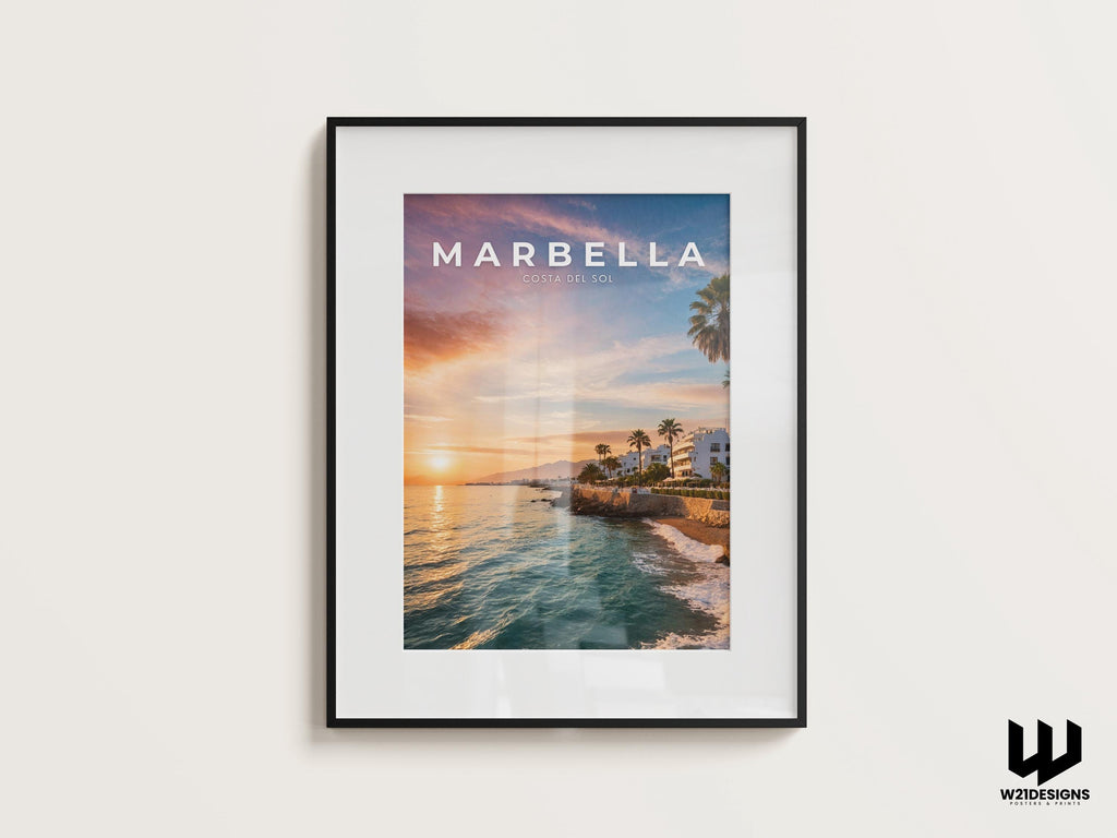 Marbella Sunset Beach Print: Costa del Sol Travel Poster