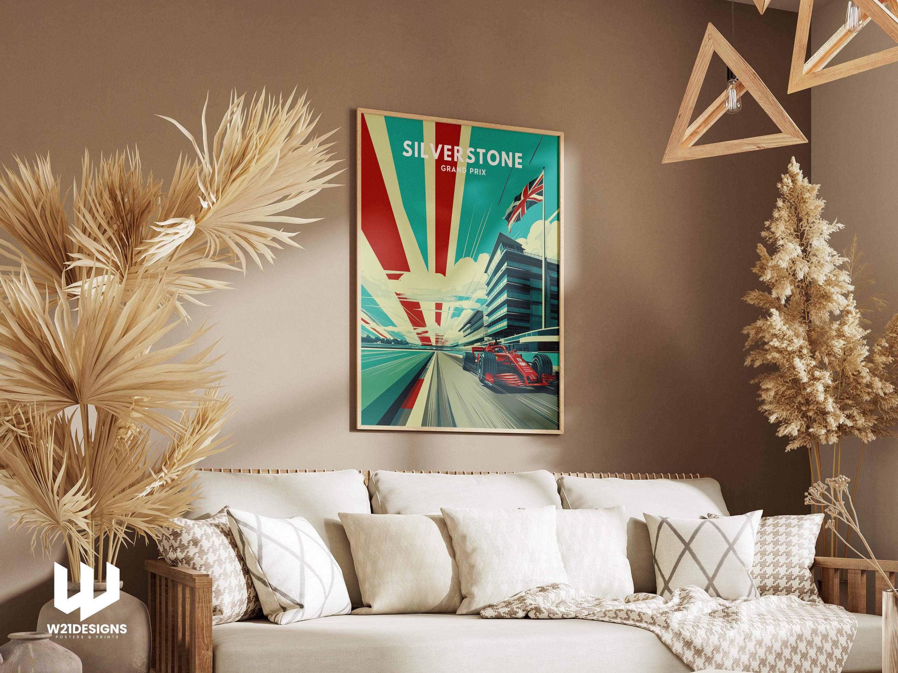 Silverstone Grand Prix Poster: Vintage F1 Racing Art Print