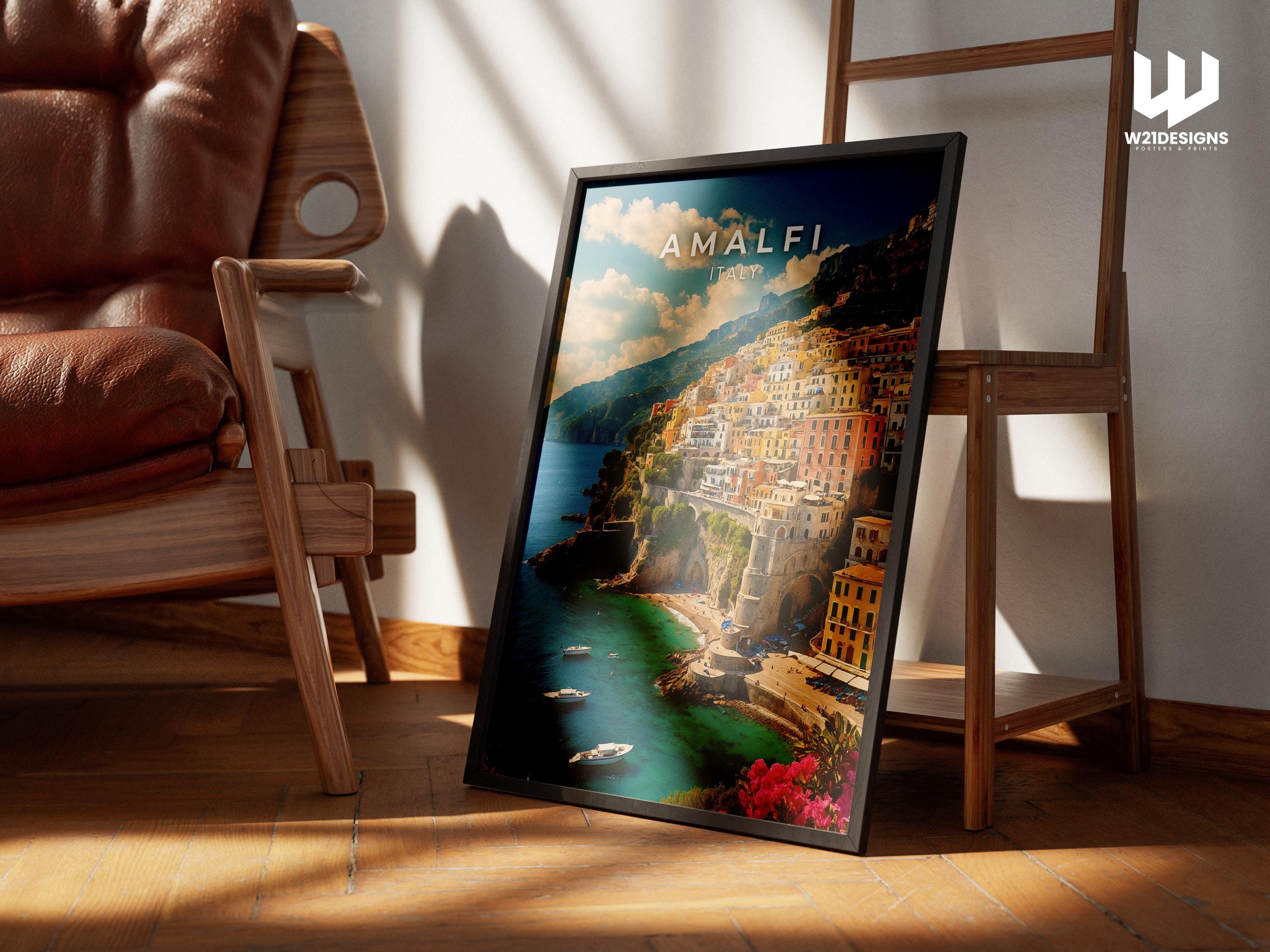 Amalfi Coast Travel Print: Italy Coastal Art, Mediterranean Decor