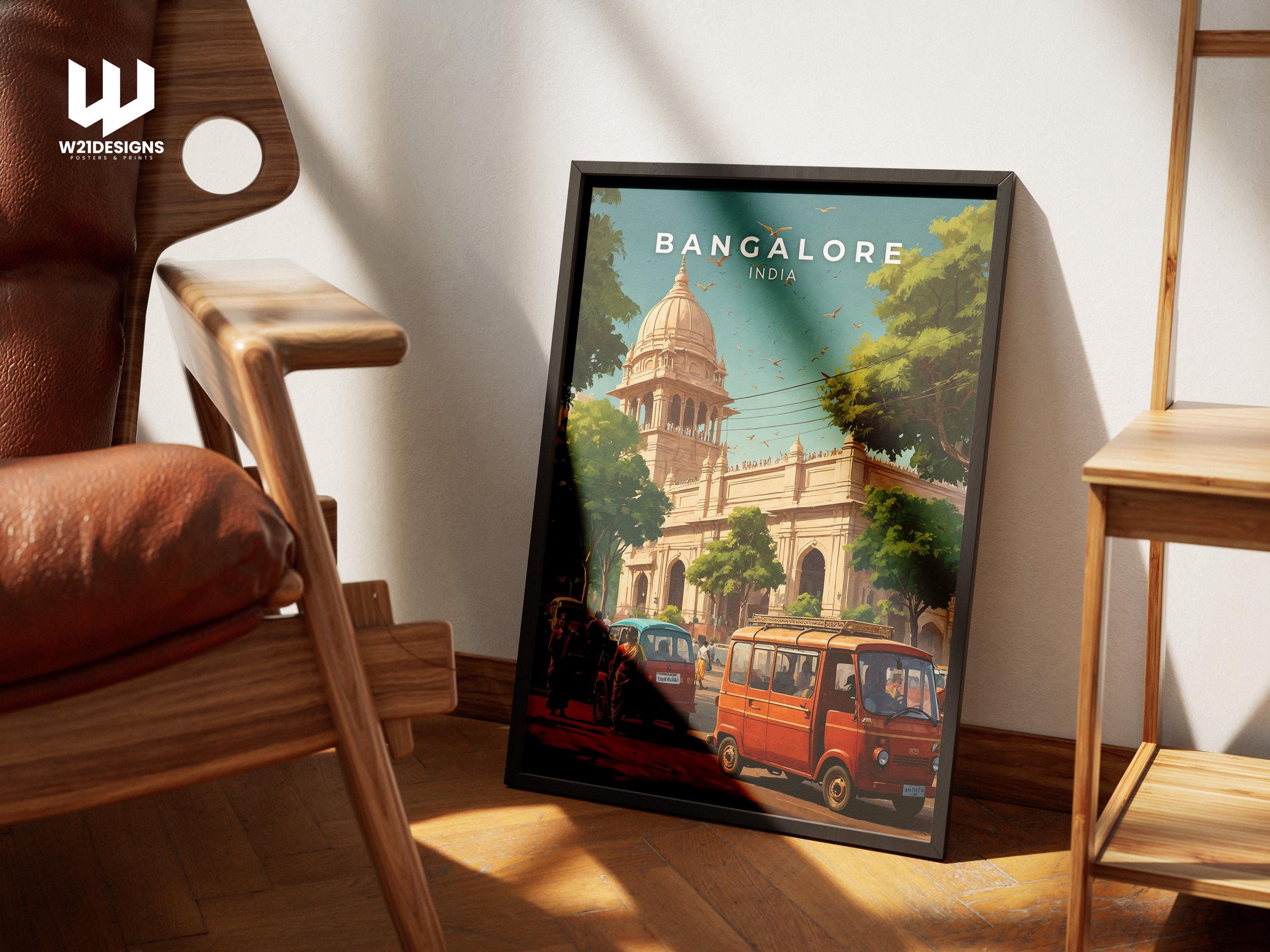 Bangalore India Travel Poster: Urban Cityscape Art Print