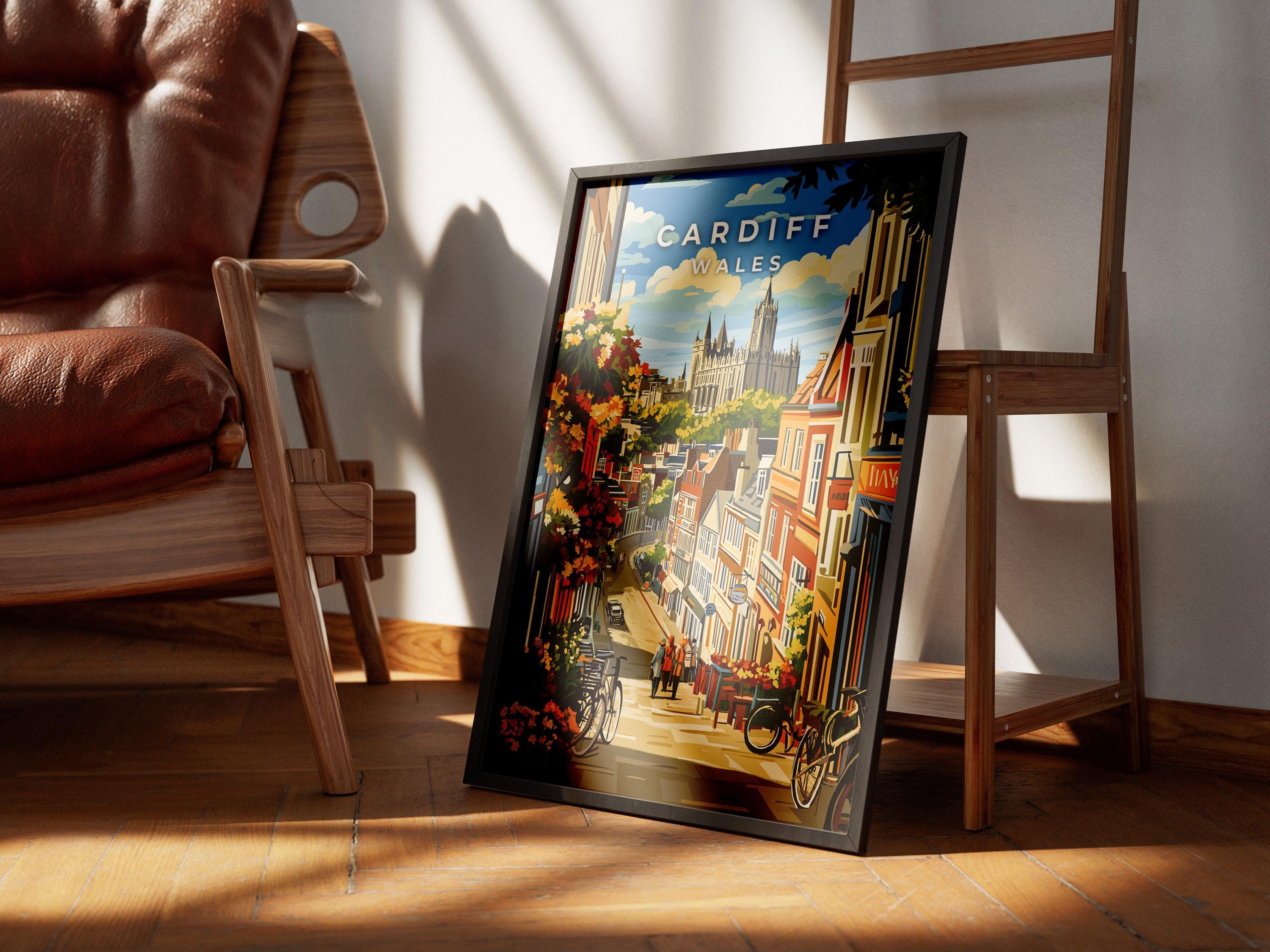 Cardiff Wales Travel Poster: Vintage-Style Wall Art