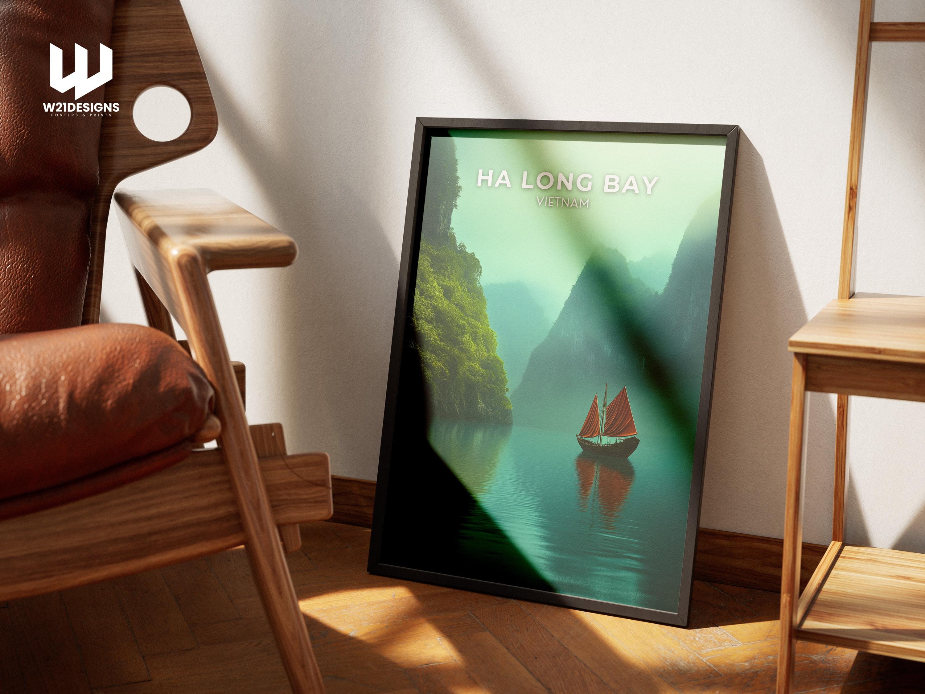 Ha Long Bay Travel Poster: Vietnam Landscape Art Print