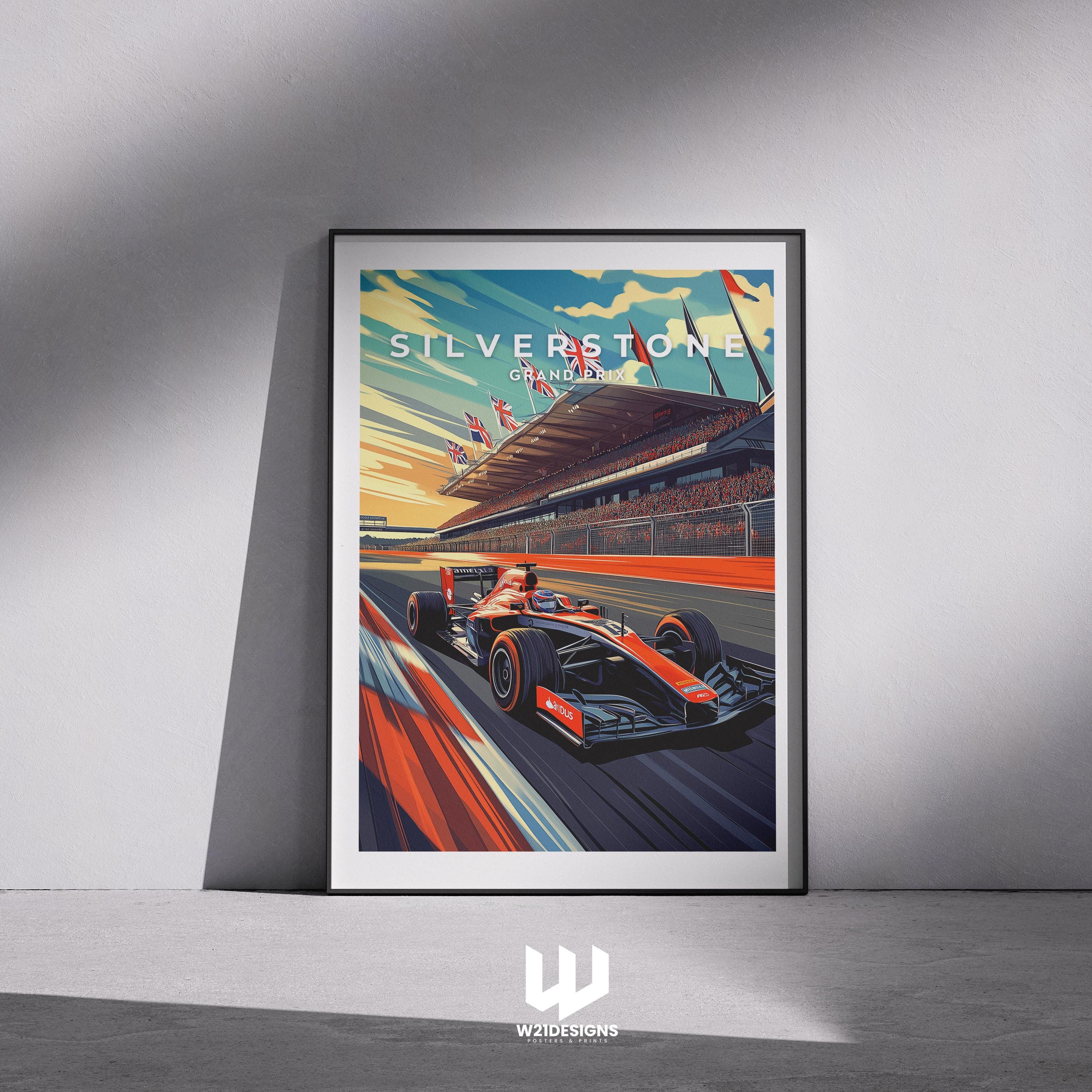 Silverstone Grand Prix Poster: Vintage British F1 Racing Art Print