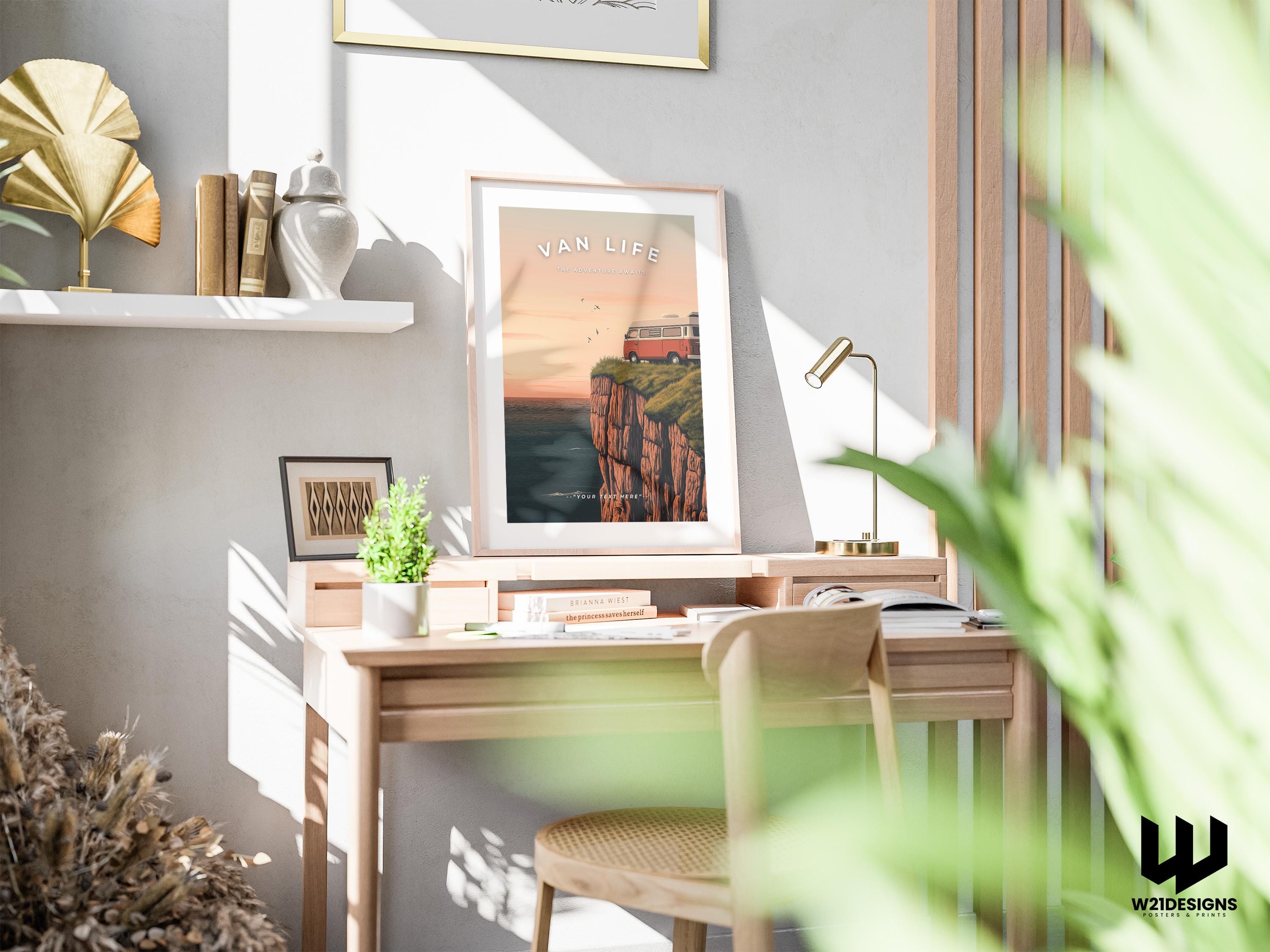 Custom Camper Van Print: Van Life Adventure Travel Poster