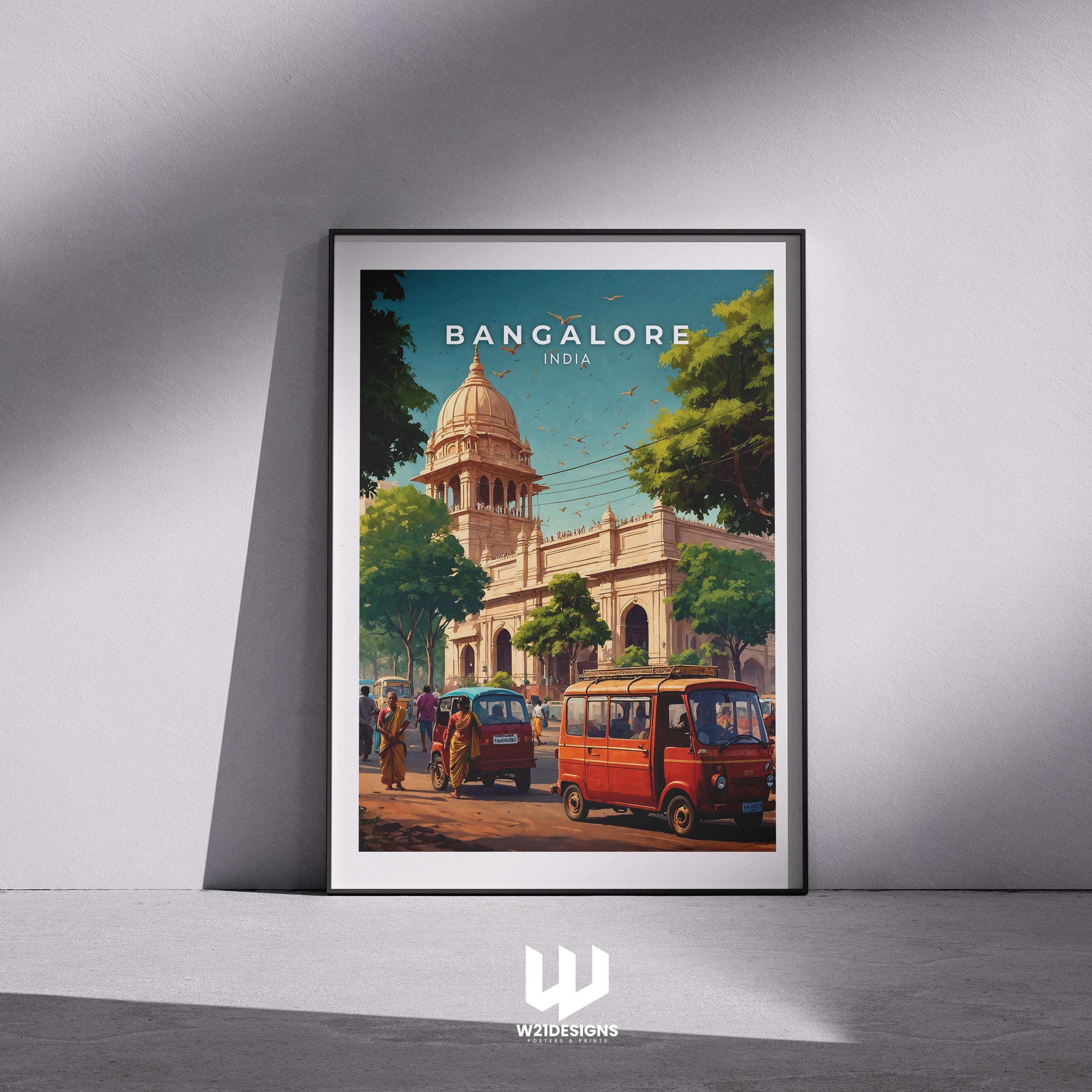 Bangalore India Travel Poster: Urban Cityscape Art Print