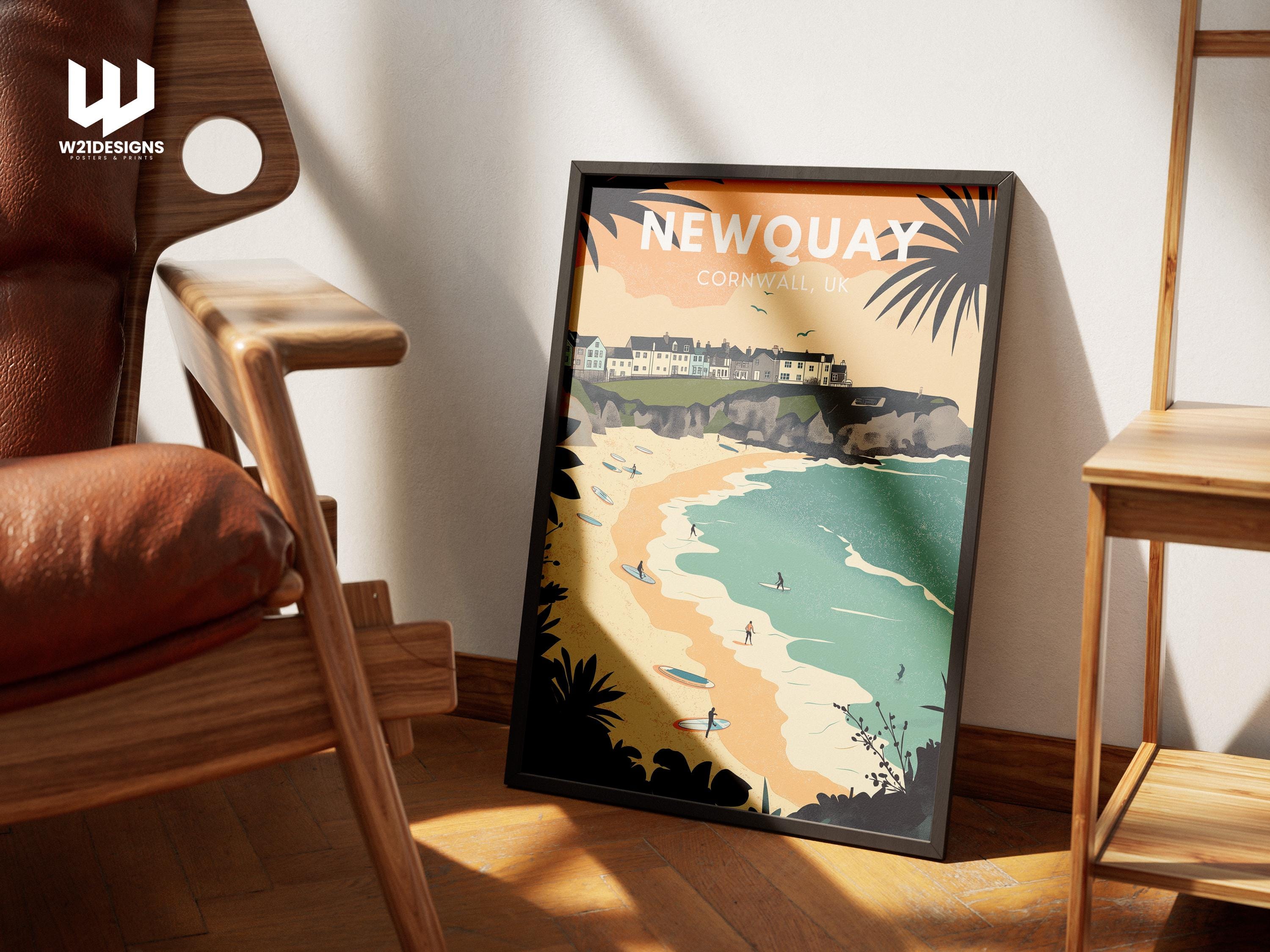 Newquay Surf Poster: Cornwall Coastal Art Print