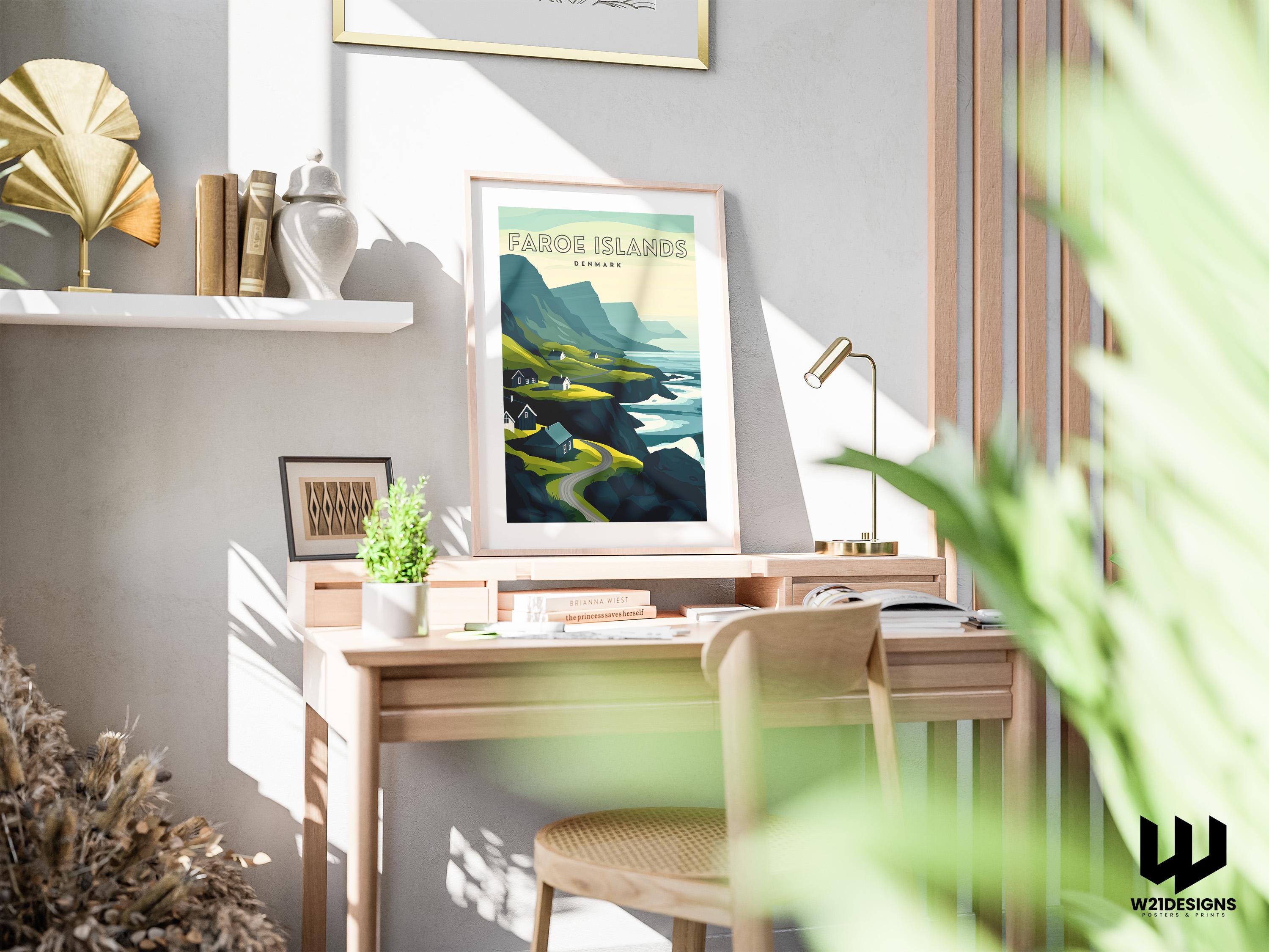 Faroe Islands Travel Poster: Nordic Coastal Art Print