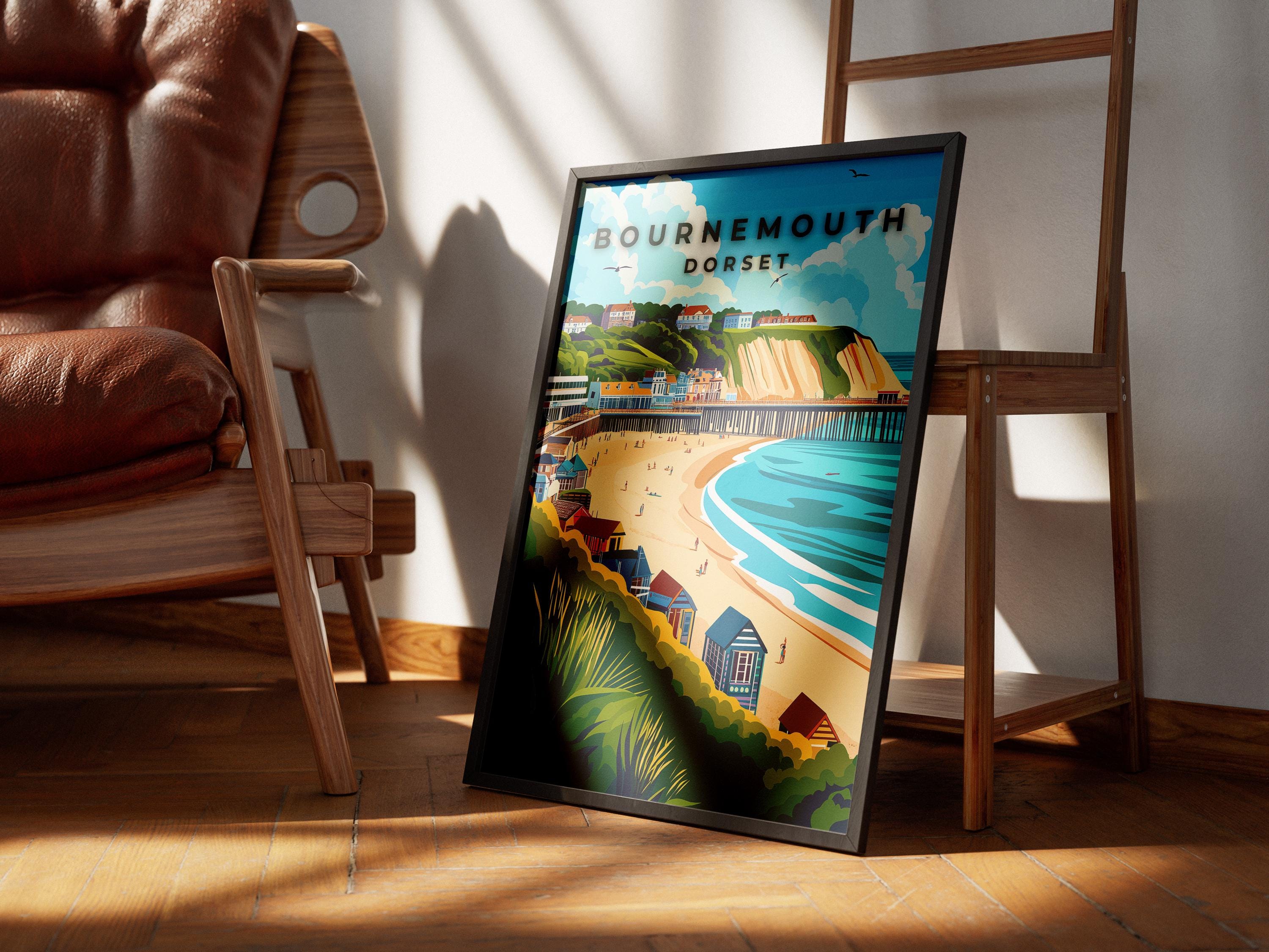 Bournemouth Pier Vintage Travel Poster: Dorset Coastal Art Print