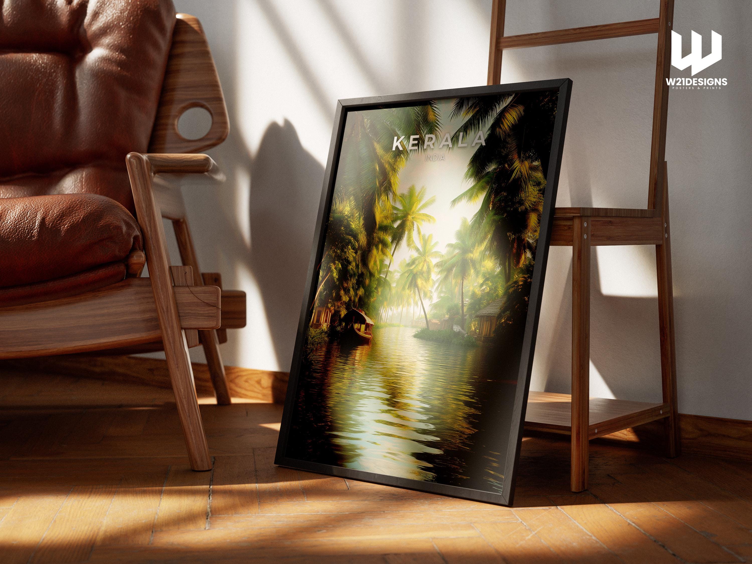 Kerala Backwaters Travel Poster: India Houseboat Art Print
