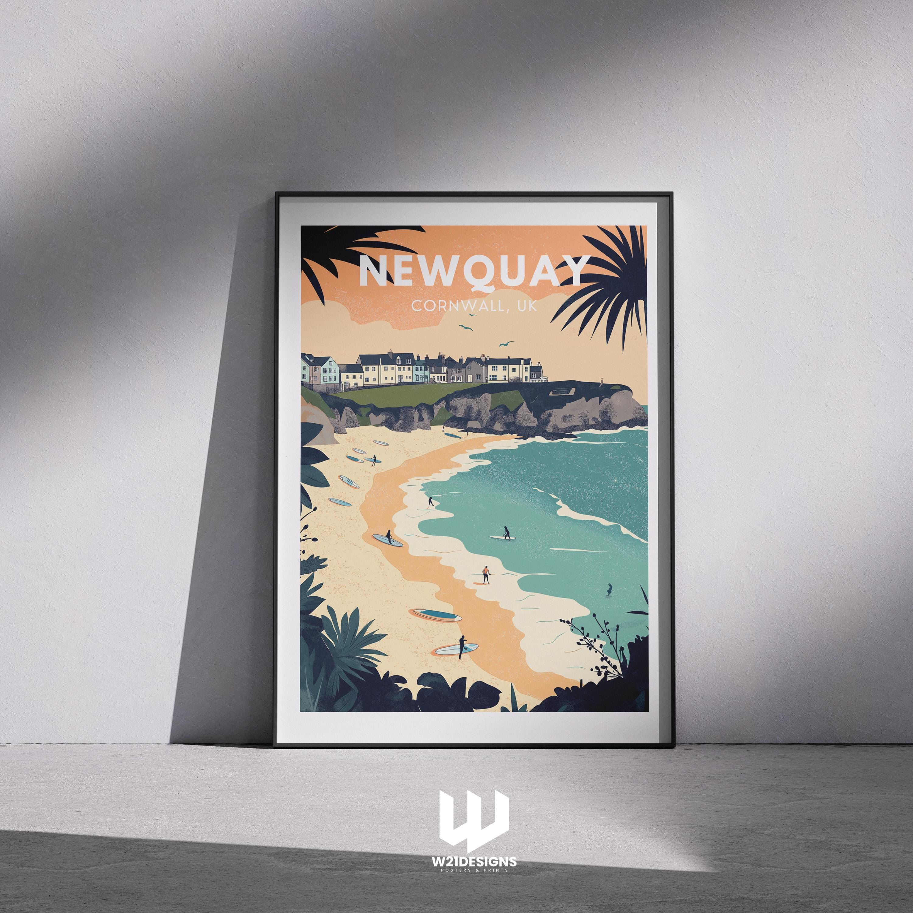 Newquay Surf Poster: Cornwall Coastal Art Print