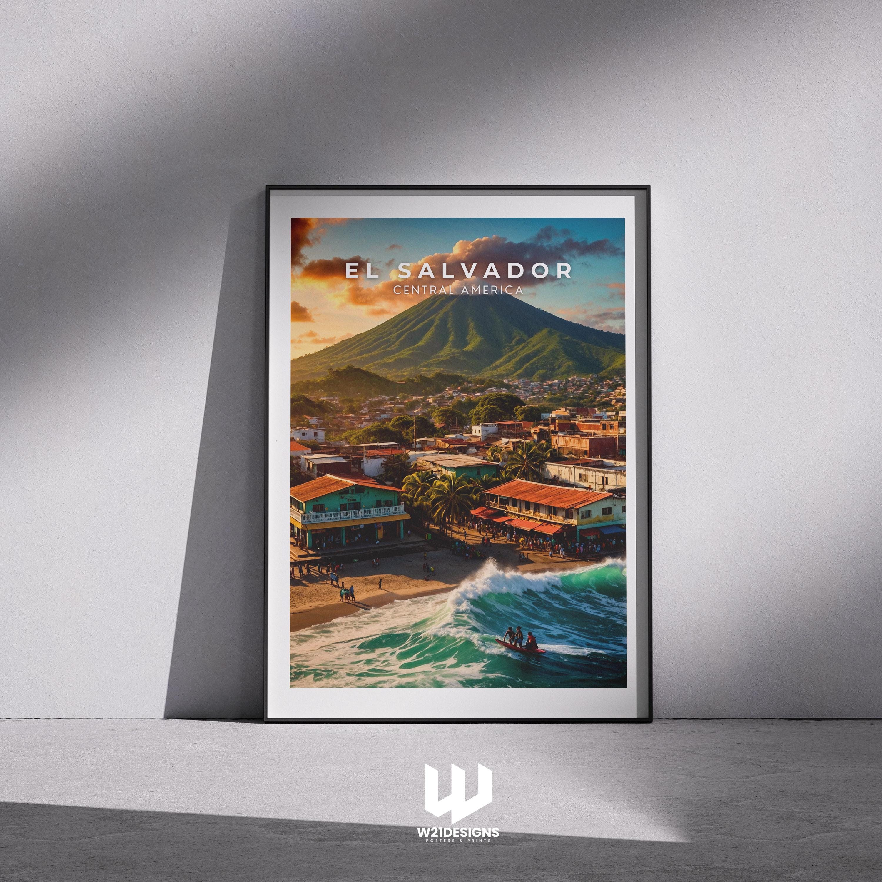 El Salvador Travel Poster: Vintage Style Central America Wall Art