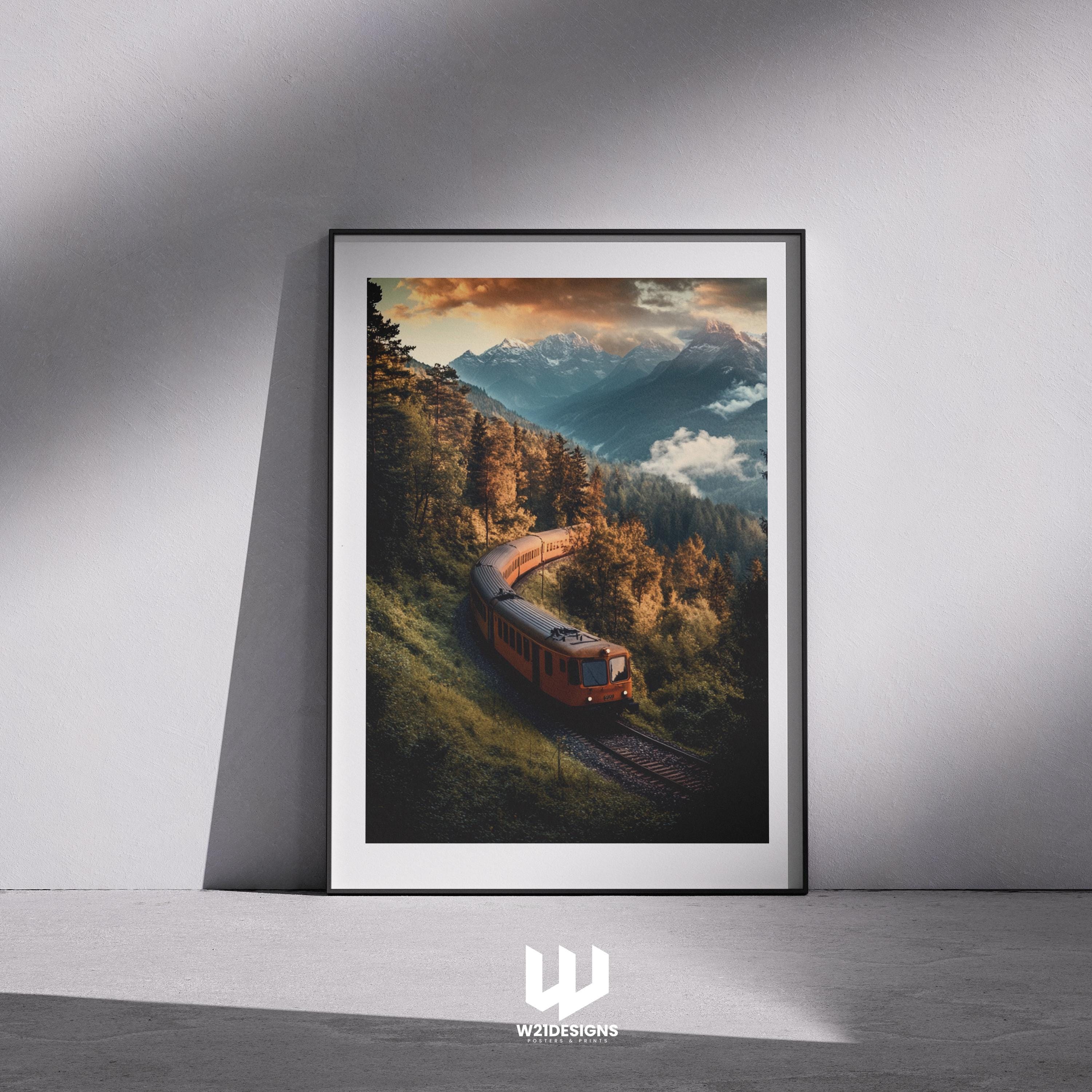 Vintage Train Poster: Scenic Mountain Railway Travel Print