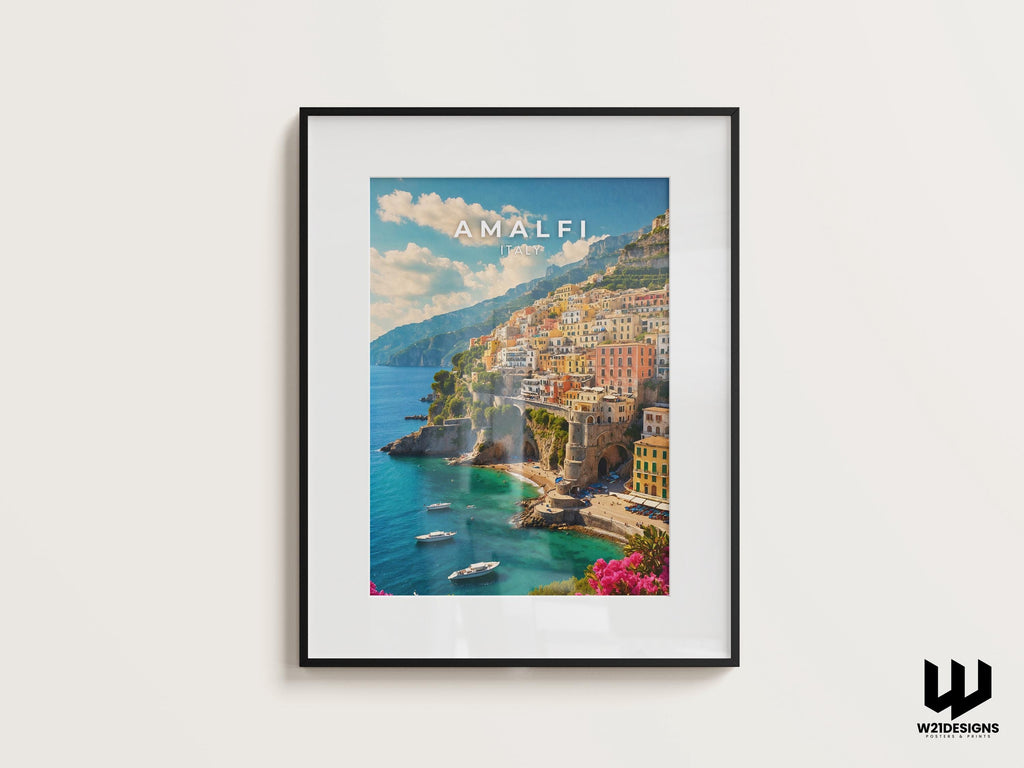 Amalfi Coast Travel Print: Italy Coastal Art, Mediterranean Decor