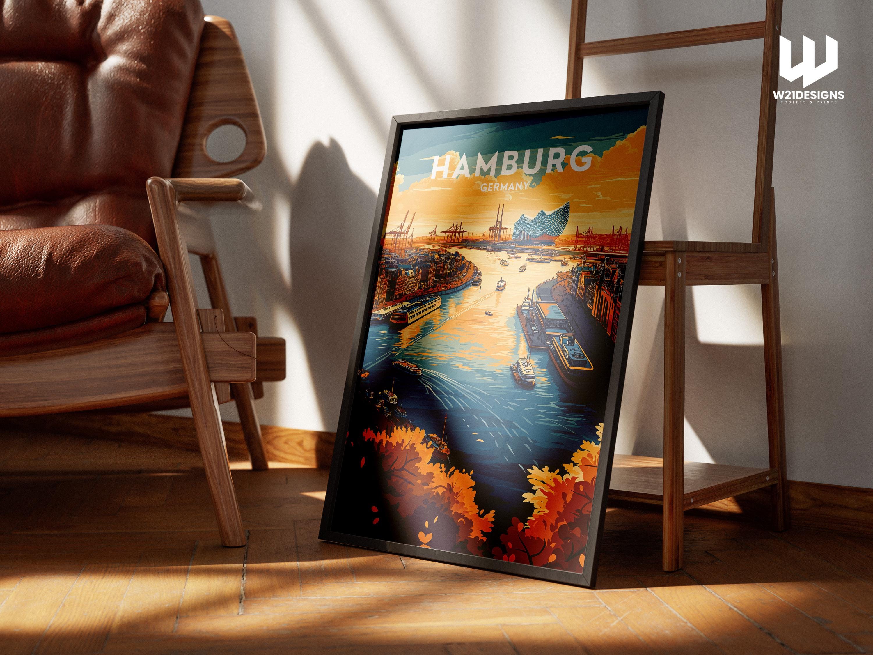 Hamburg Germany Art Print: Elbphilharmonie, HafenCity Travel Poster