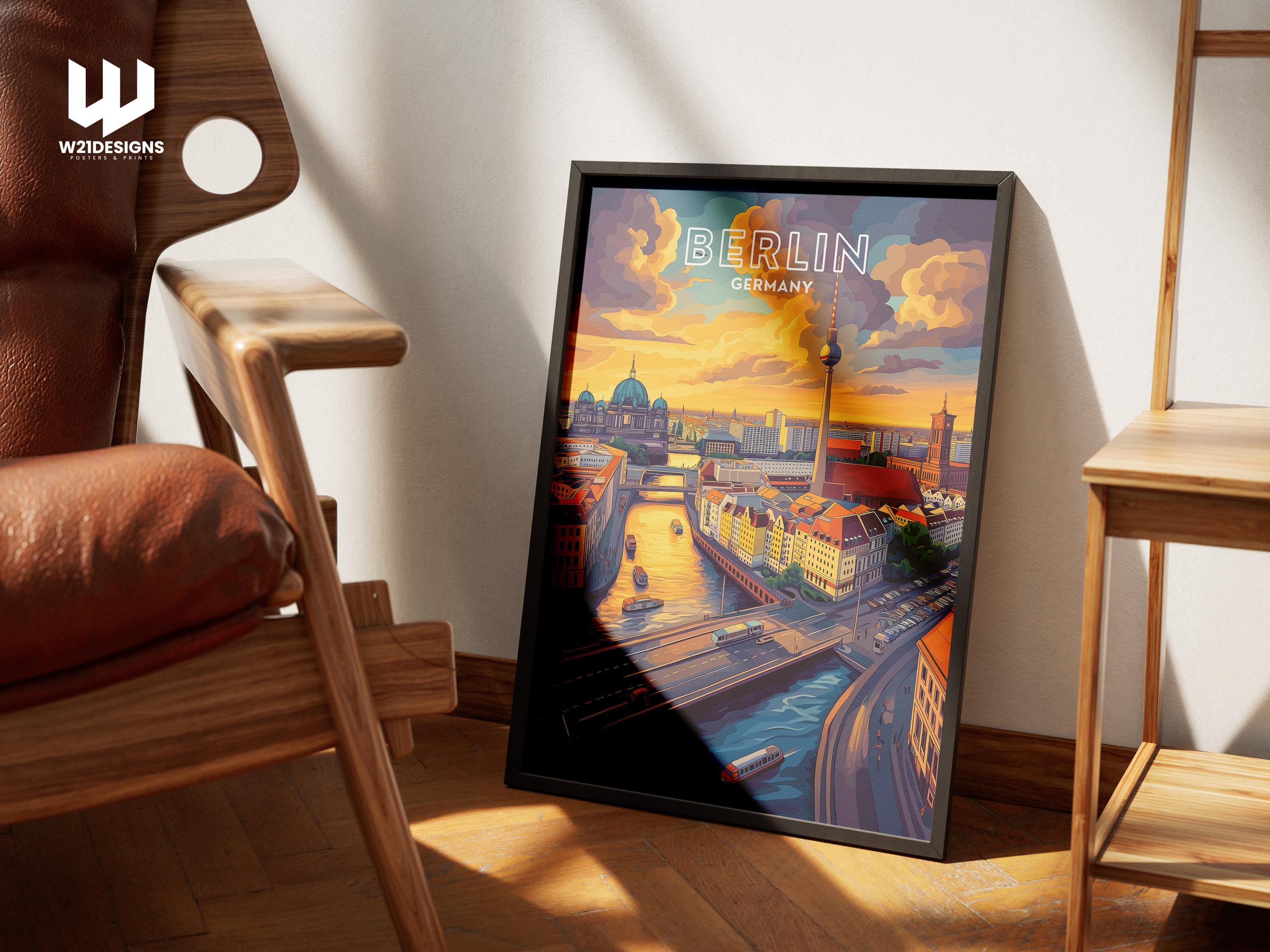 Berlin Sunset Cityscape Print: Germany Travel Poster
