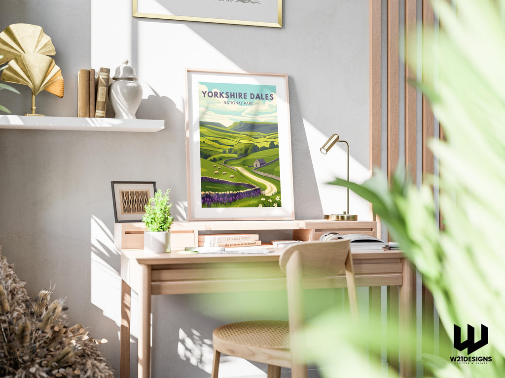 Yorkshire Dales National Park Landscape Poster: UK Countryside Wall Art Print for Nature Lovers