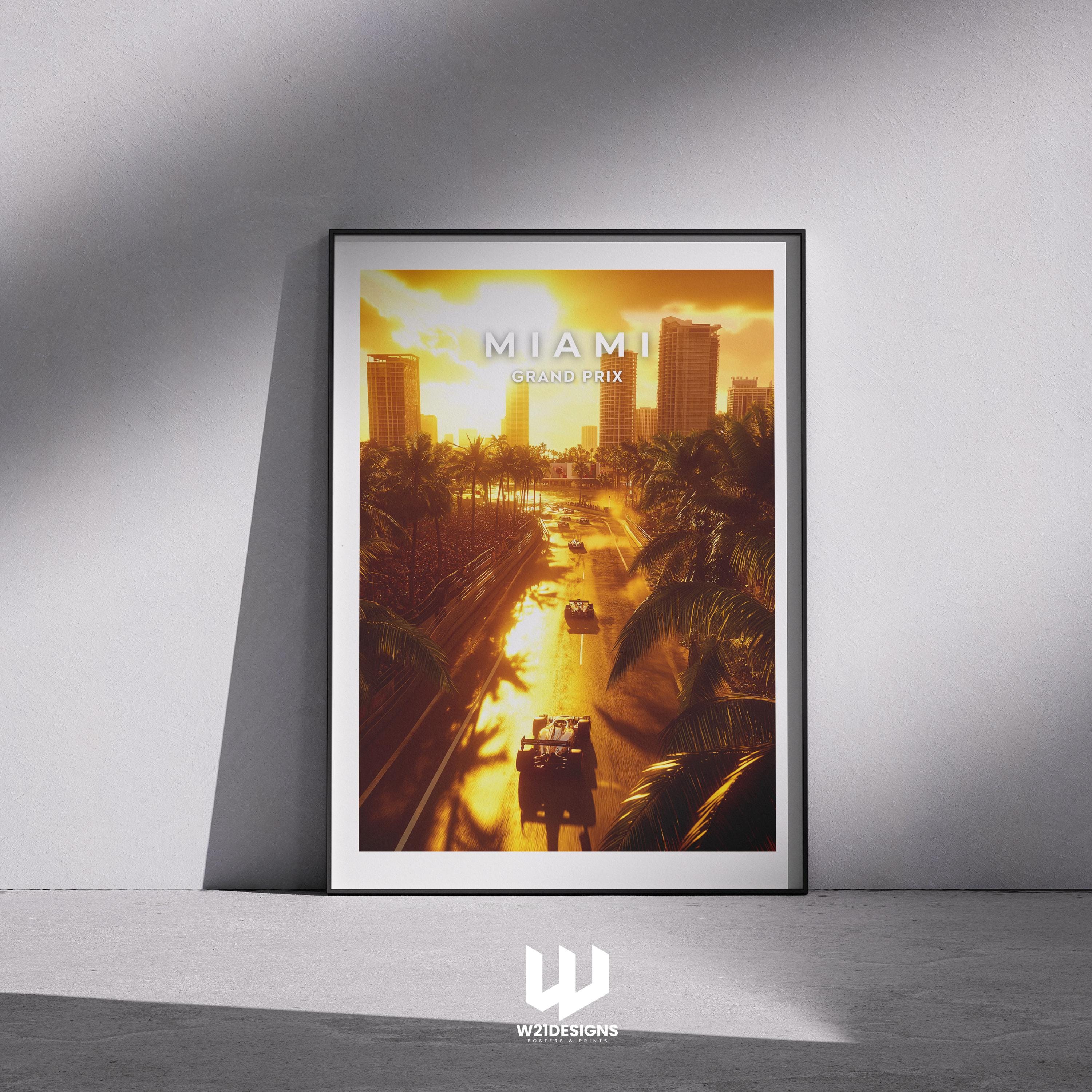 Miami Grand Prix Poster: F1 Racing Sunset Art Print