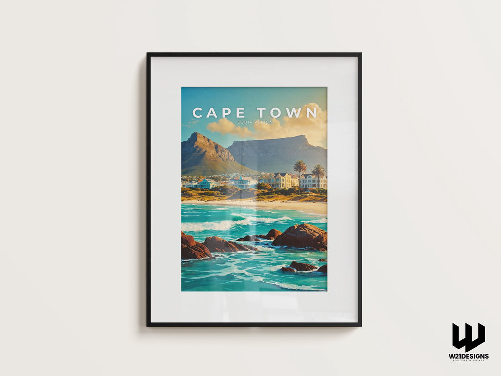 Cape Town Travel Print: Table Mountain, South Africa Coastal Art