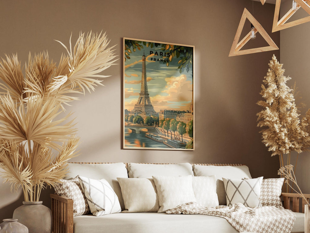 Eiffel Tower Paris Print: Vintage France Travel Poster