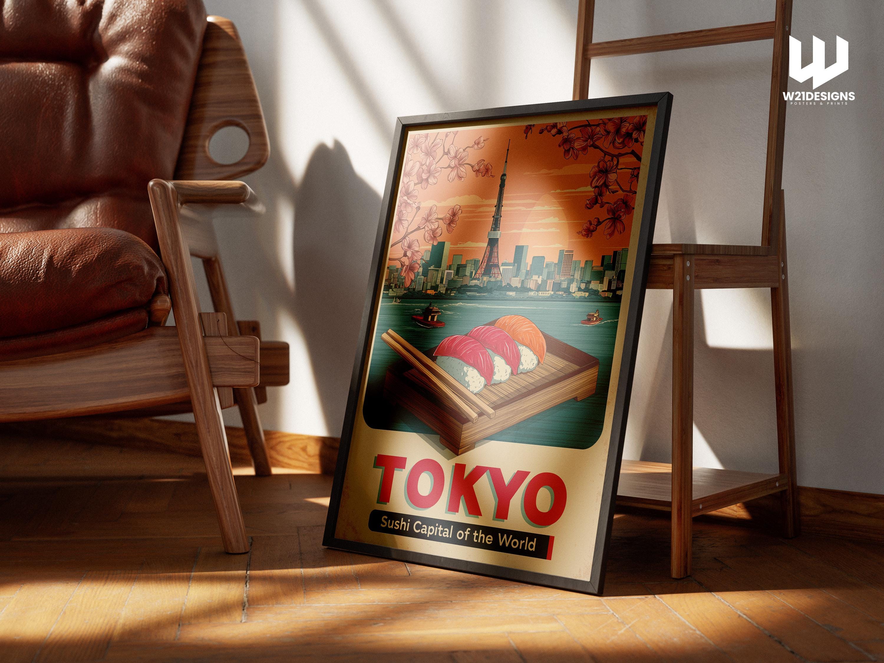 Tokyo Travel Poster: Vintage Japanese Sushi Art Print