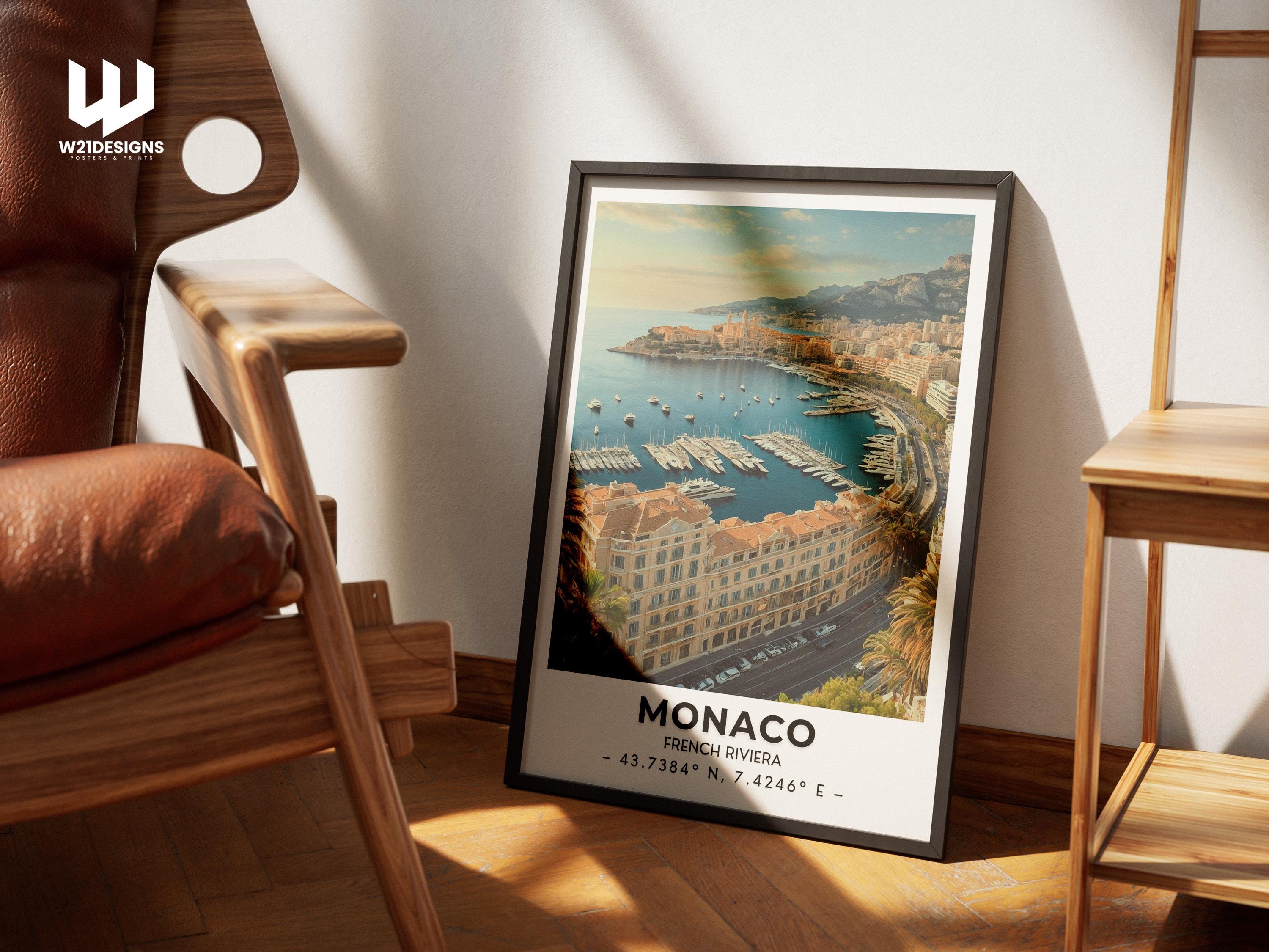 Monaco Travel Poster: French Riviera Yacht Harbor Art