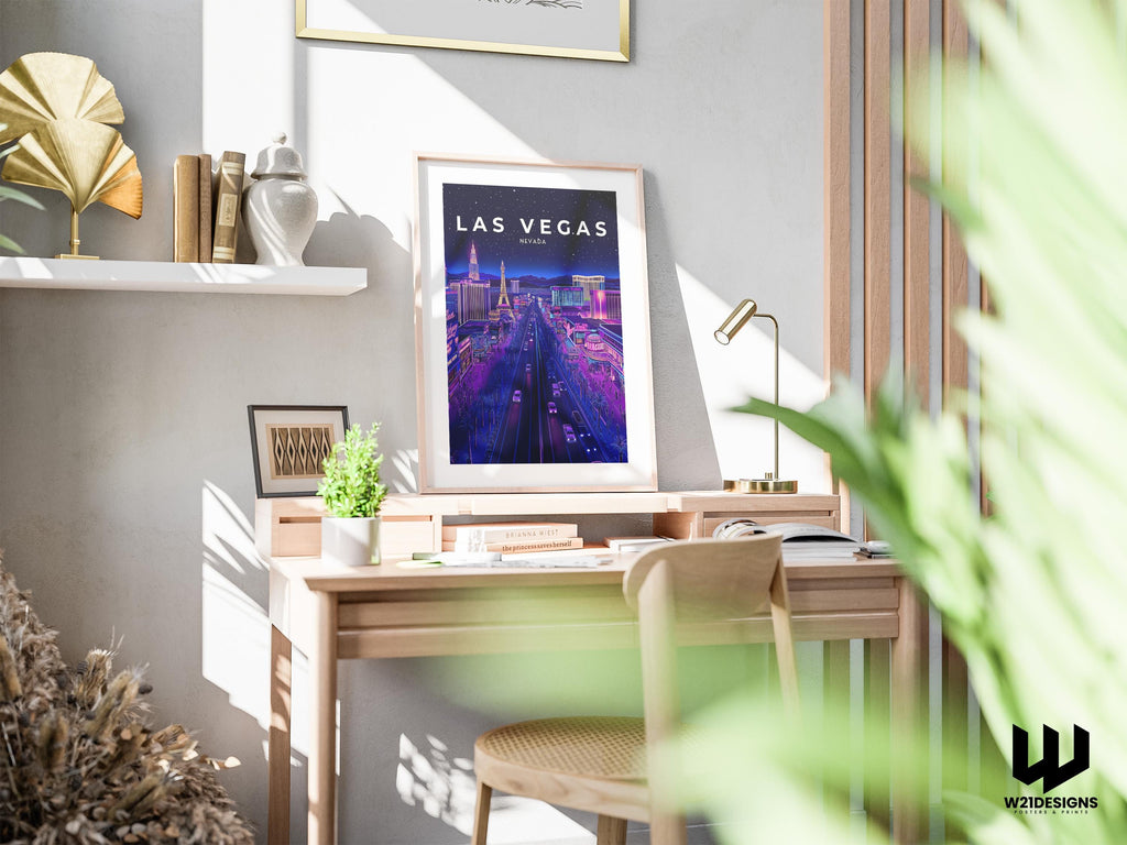 Las Vegas Travel Print - Neon City Wall Art, Nevada Poster, Las Vegas Strip Artwork, USA Travel Decor, Vibrant Nightscape, Personalised Gift