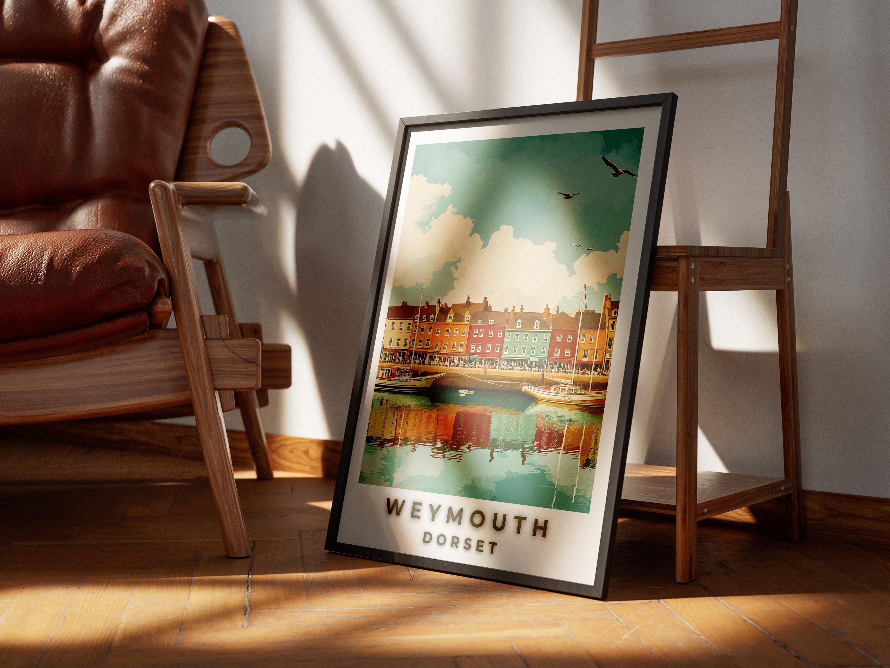 Weymouth Harbour Print: Vintage England Travel Poster