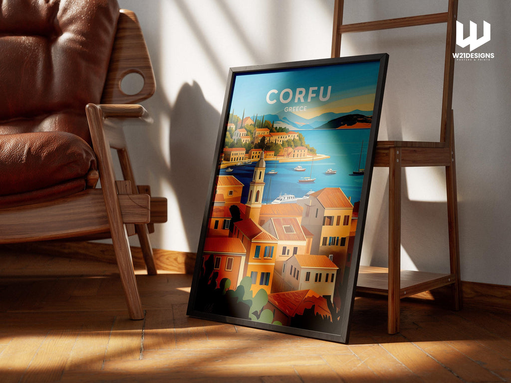Corfu Greece Travel Poster: Mediterranean Island Art Print