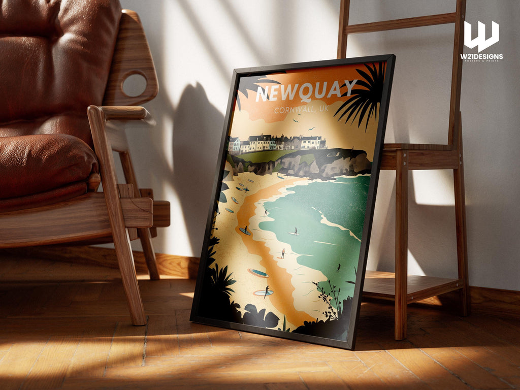 Newquay Surf Poster: Cornwall Coastal Art Print