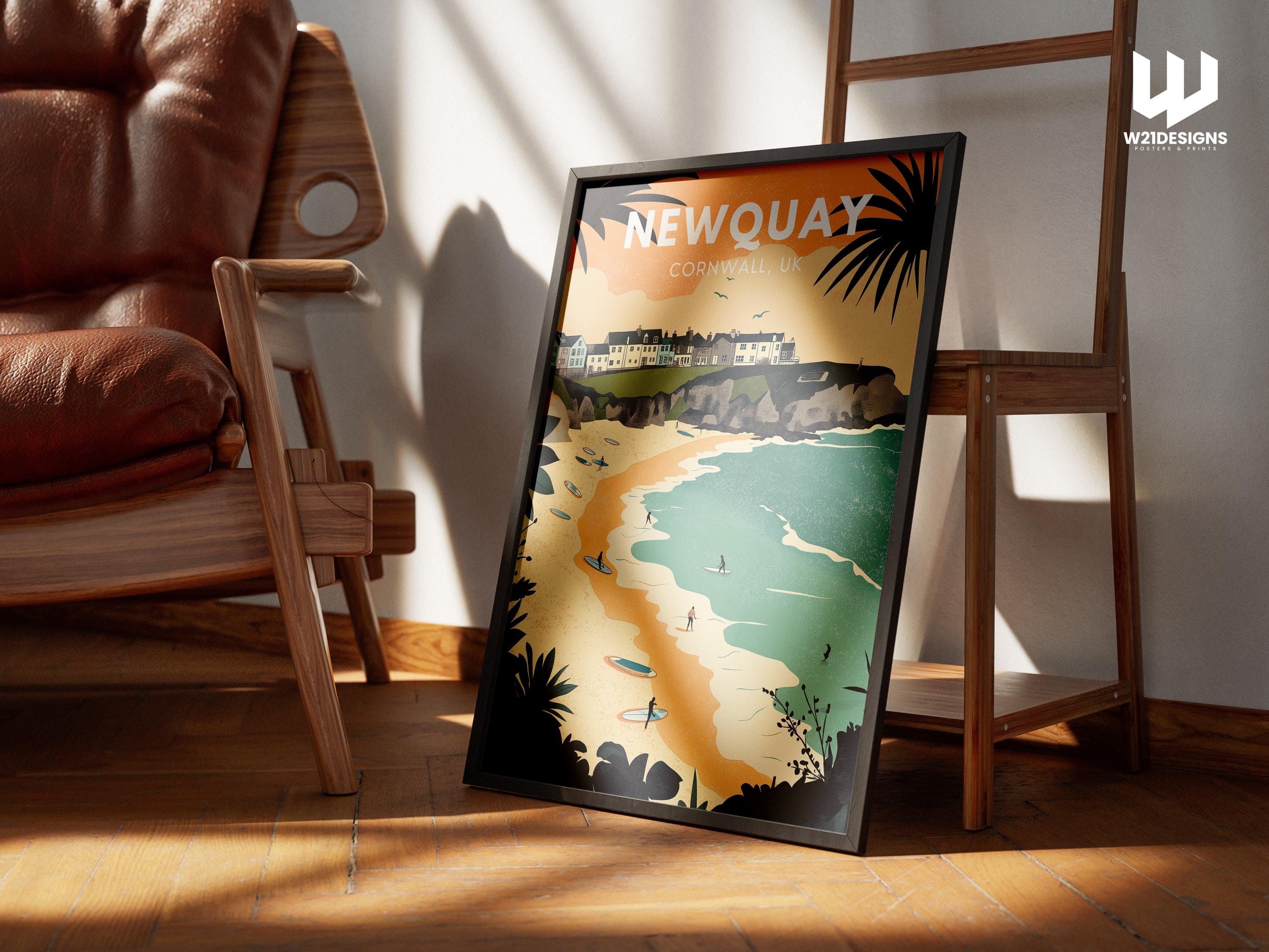 Newquay Surf Poster: Cornwall Coastal Art Print