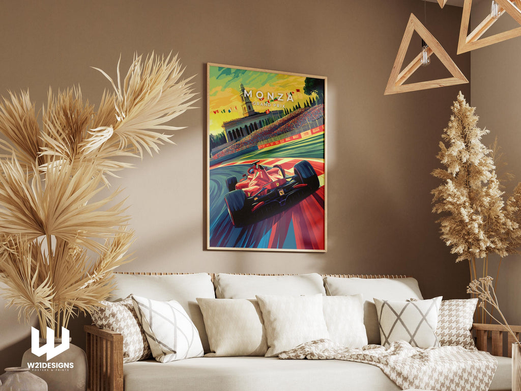 Monza Grand Prix Poster: Ferrari F1 Racing Art Print