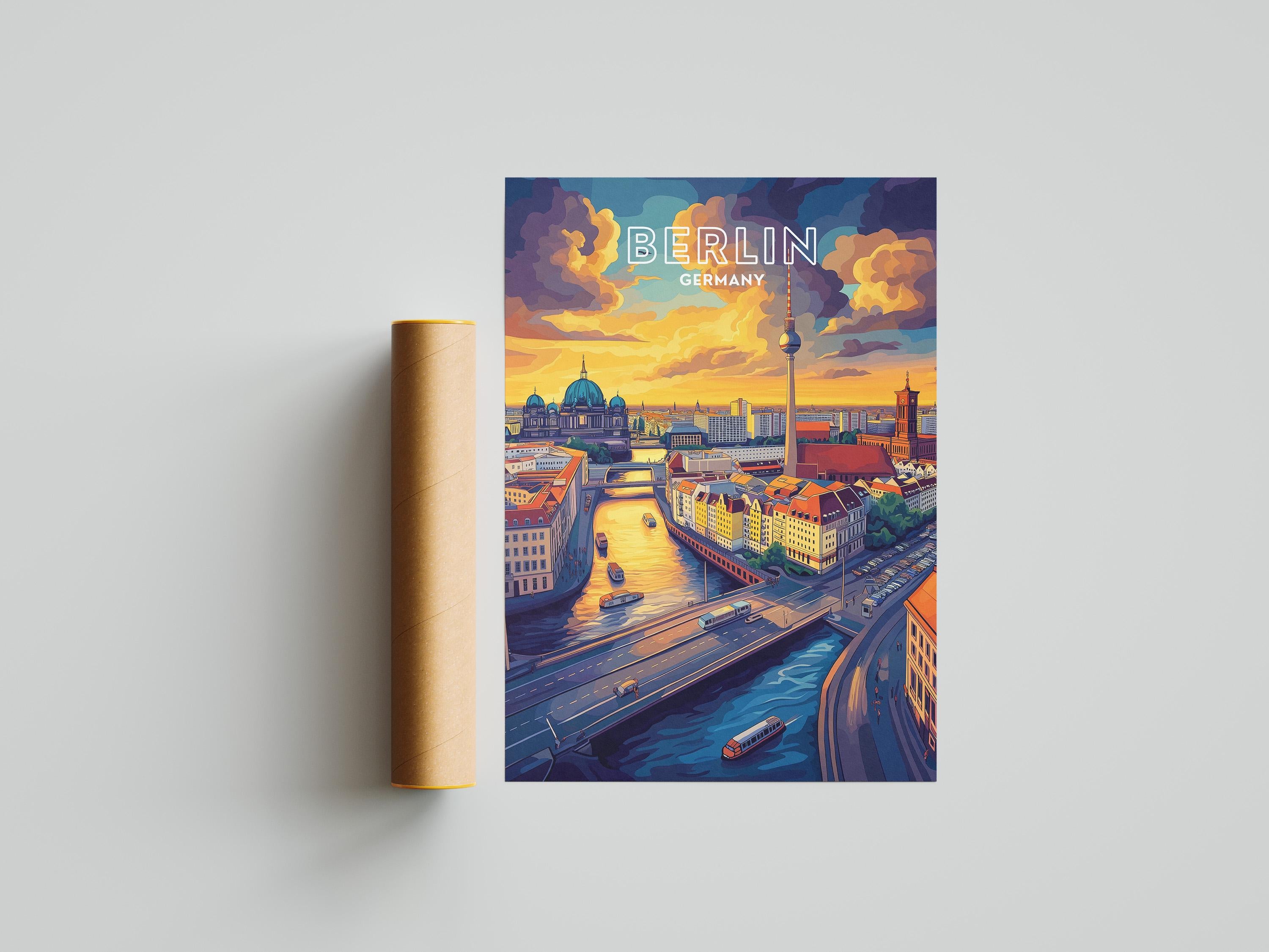 Berlin Sunset Cityscape Print: Germany Travel Poster