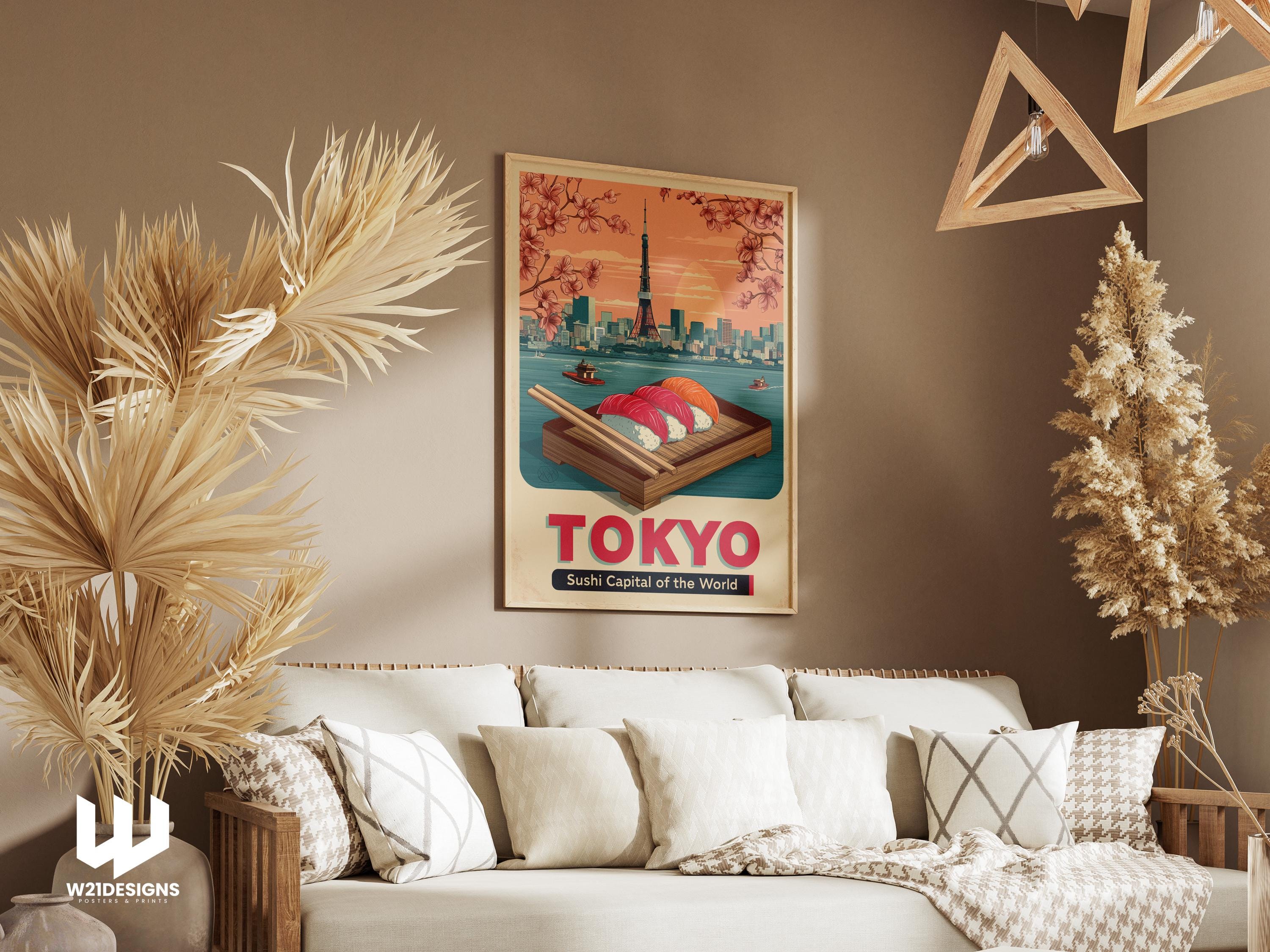 Tokyo Travel Poster: Vintage Japanese Sushi Art Print