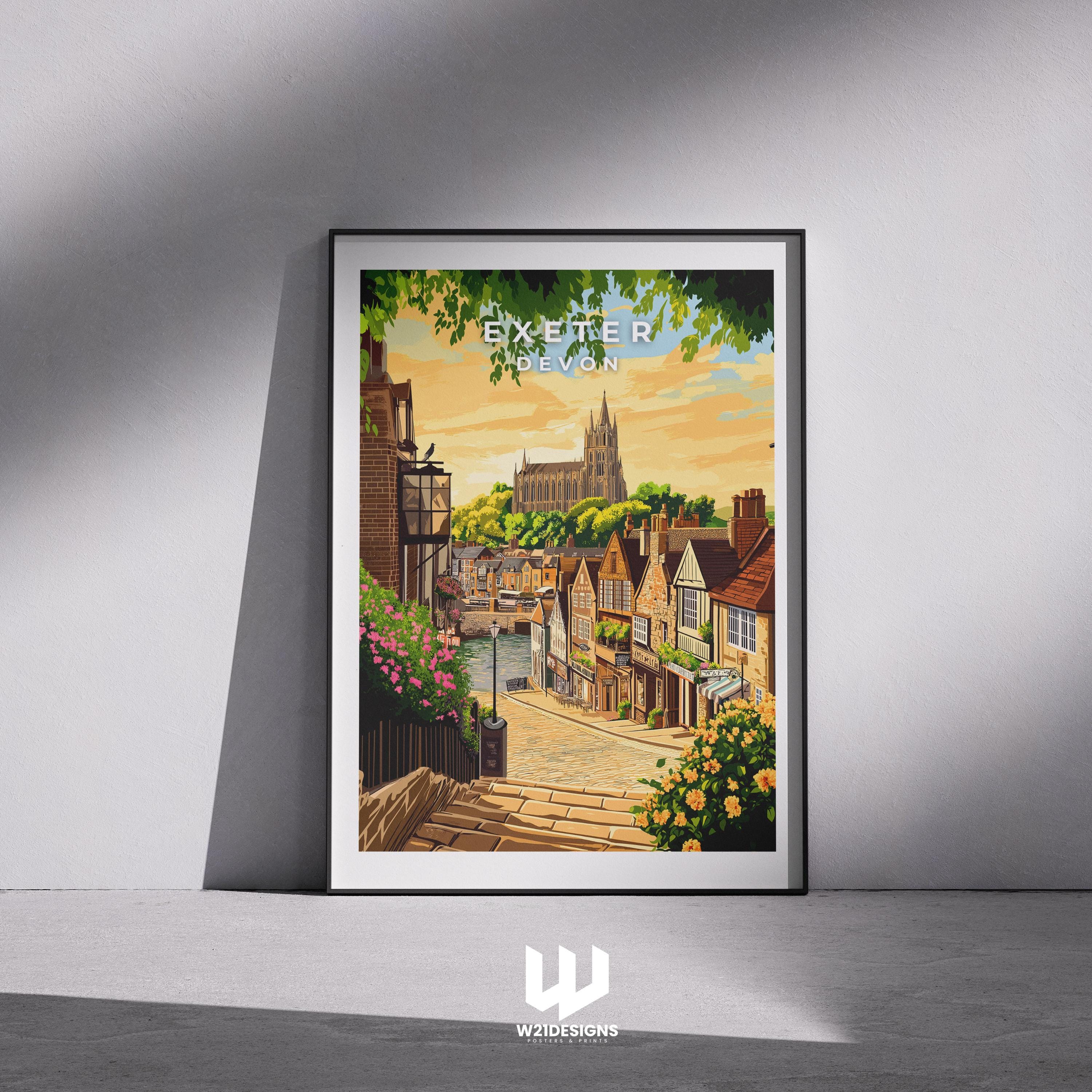 Exeter England Travel Poster: Vintage-Style Wall Art