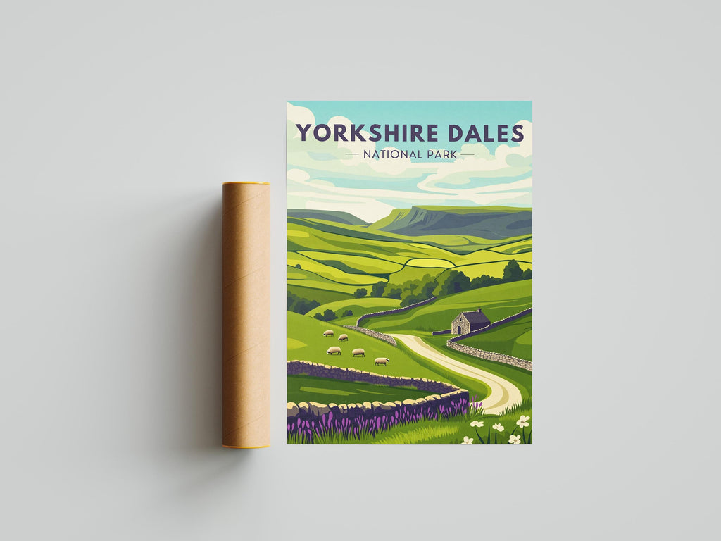 Yorkshire Dales National Park Landscape Poster: UK Countryside Wall Art Print for Nature Lovers