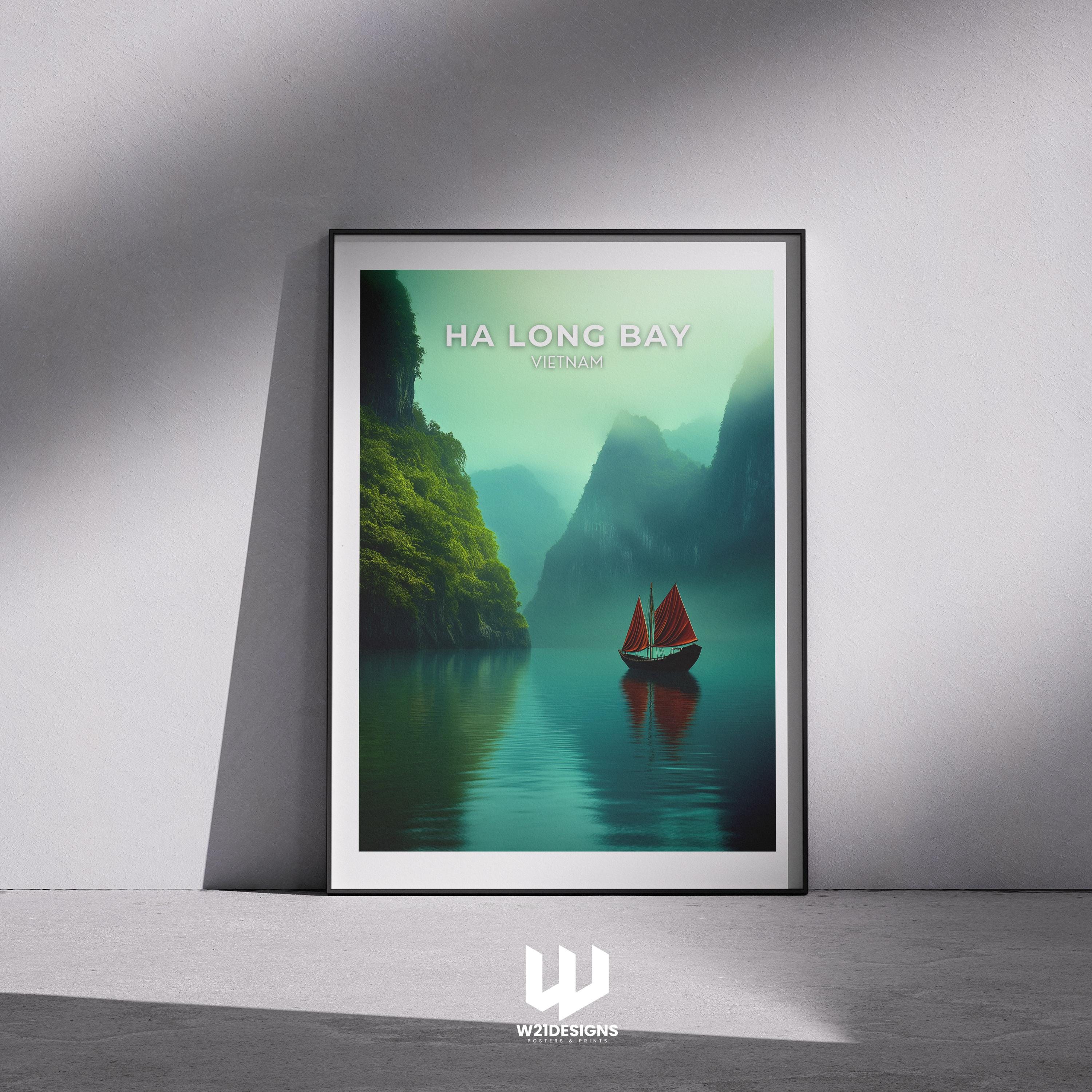 Ha Long Bay Travel Poster: Vietnam Landscape Art Print