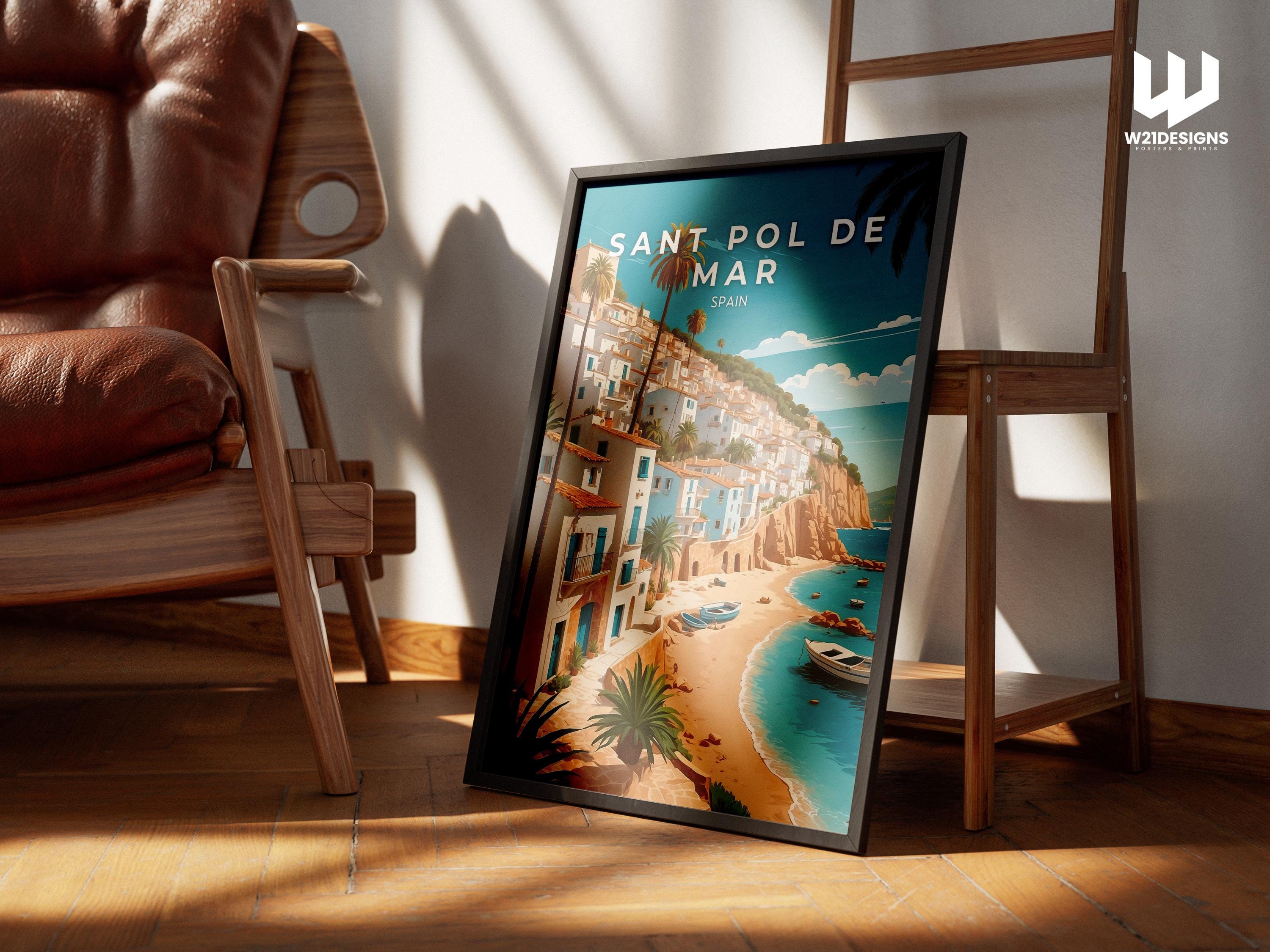 Sant Pol de Mar Print: Colorful Spain Travel Poster