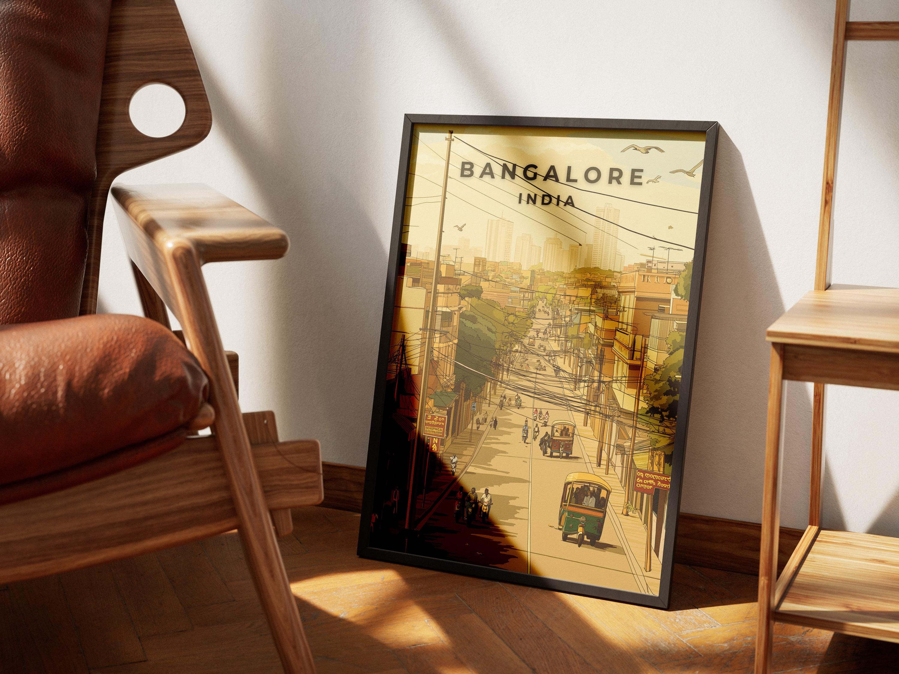 Bangalore India Travel Poster: Urban Cityscape Art Print
