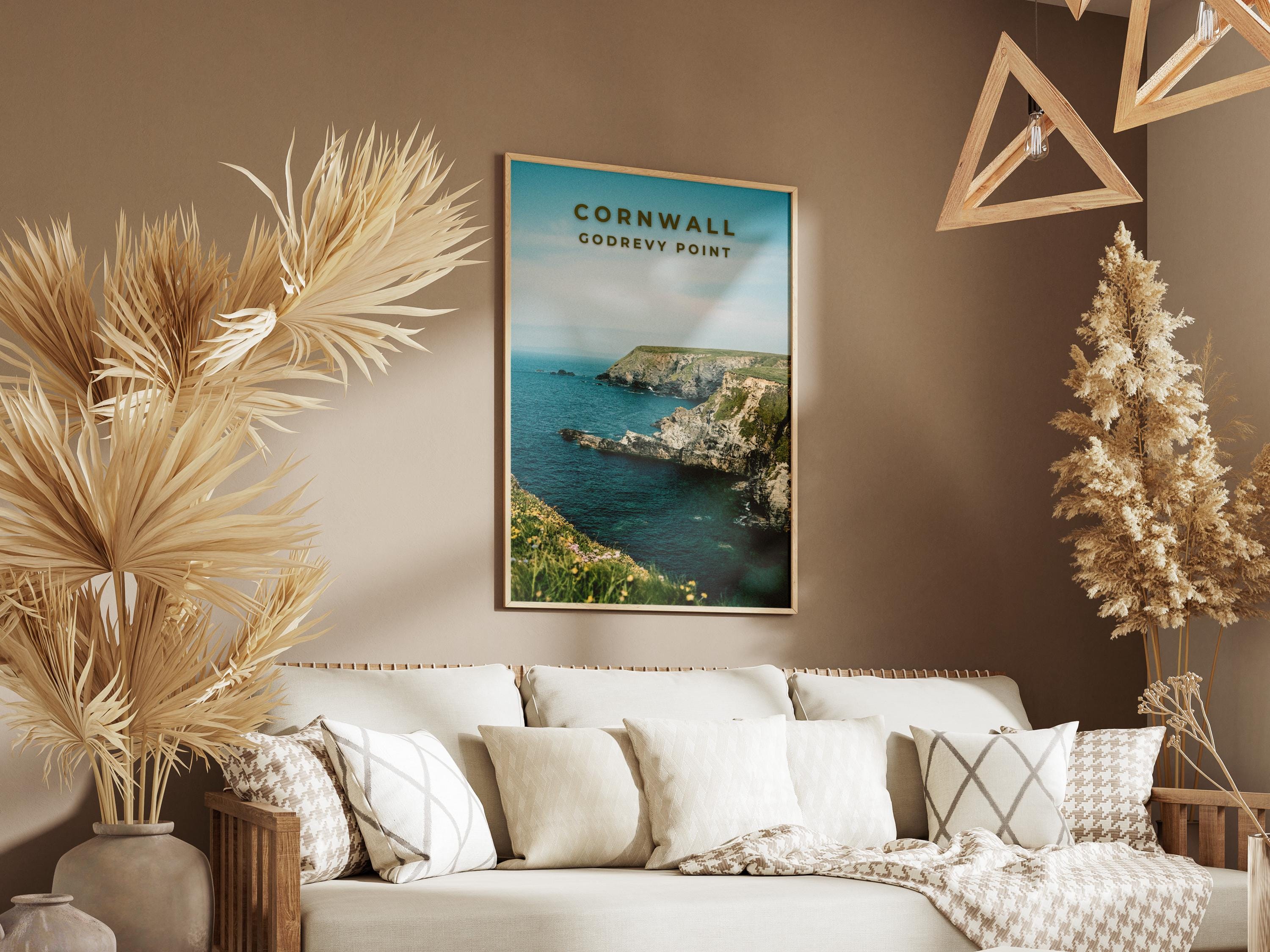 Godrevy Point Cornwall Coastline Print: UK Travel Poster
