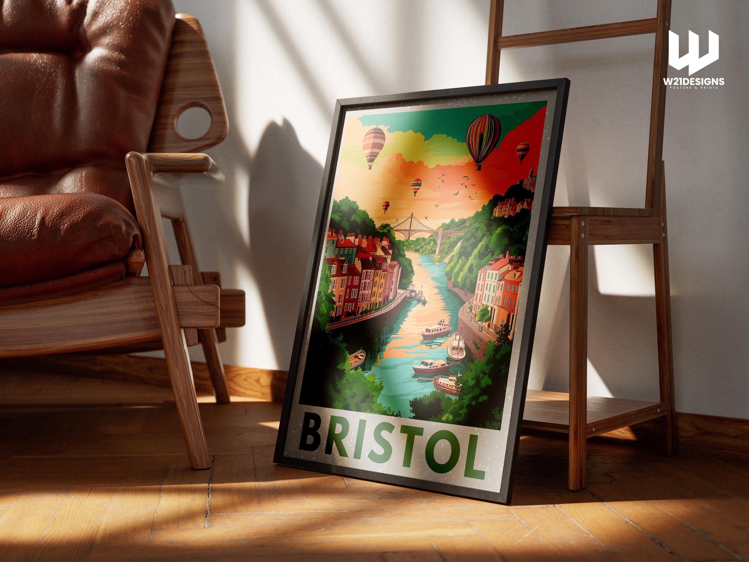 Bristol Travel Poster: Clifton Suspension Bridge & Balloon Fiesta