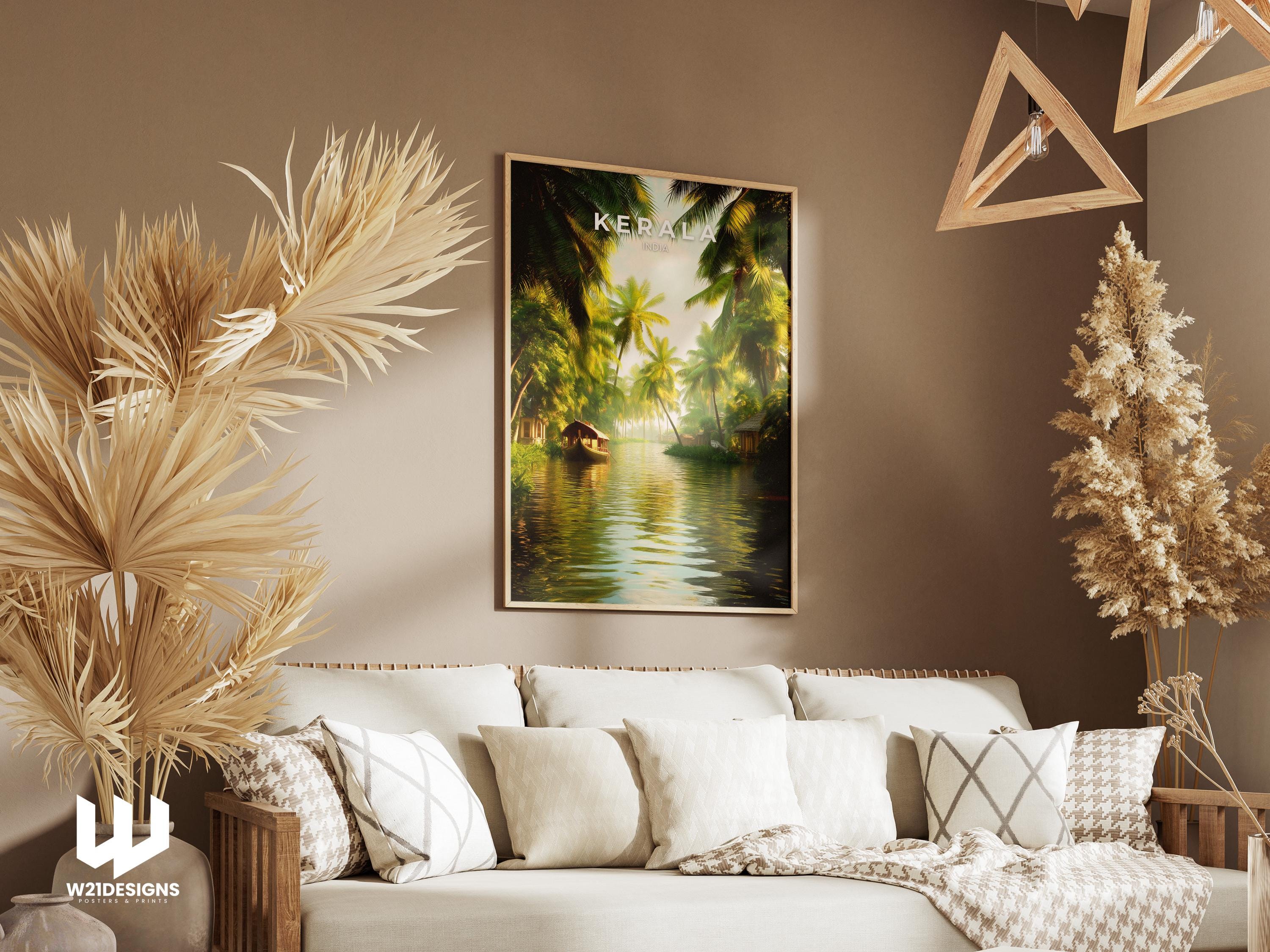 Kerala Backwaters Travel Poster: India Houseboat Art Print