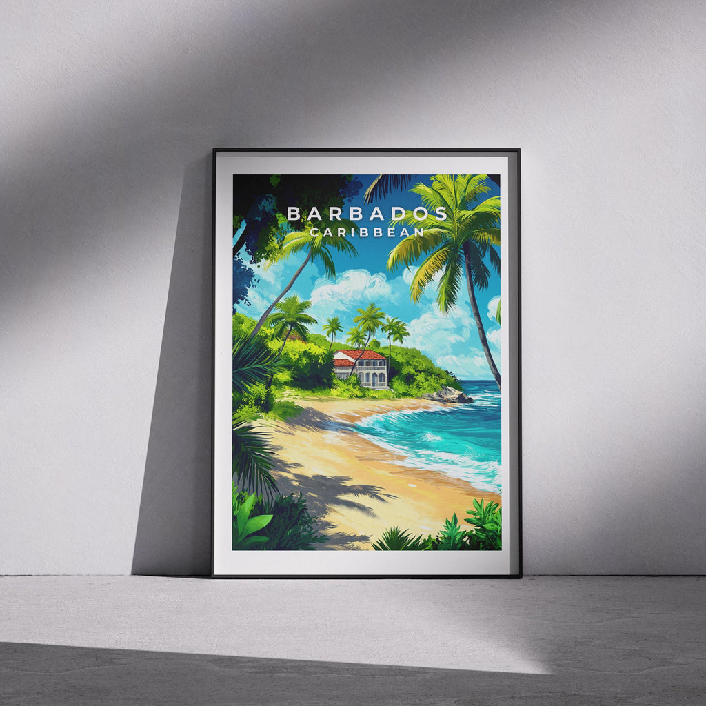 Barbados Travel Poster: Vintage Caribbean Beach Print