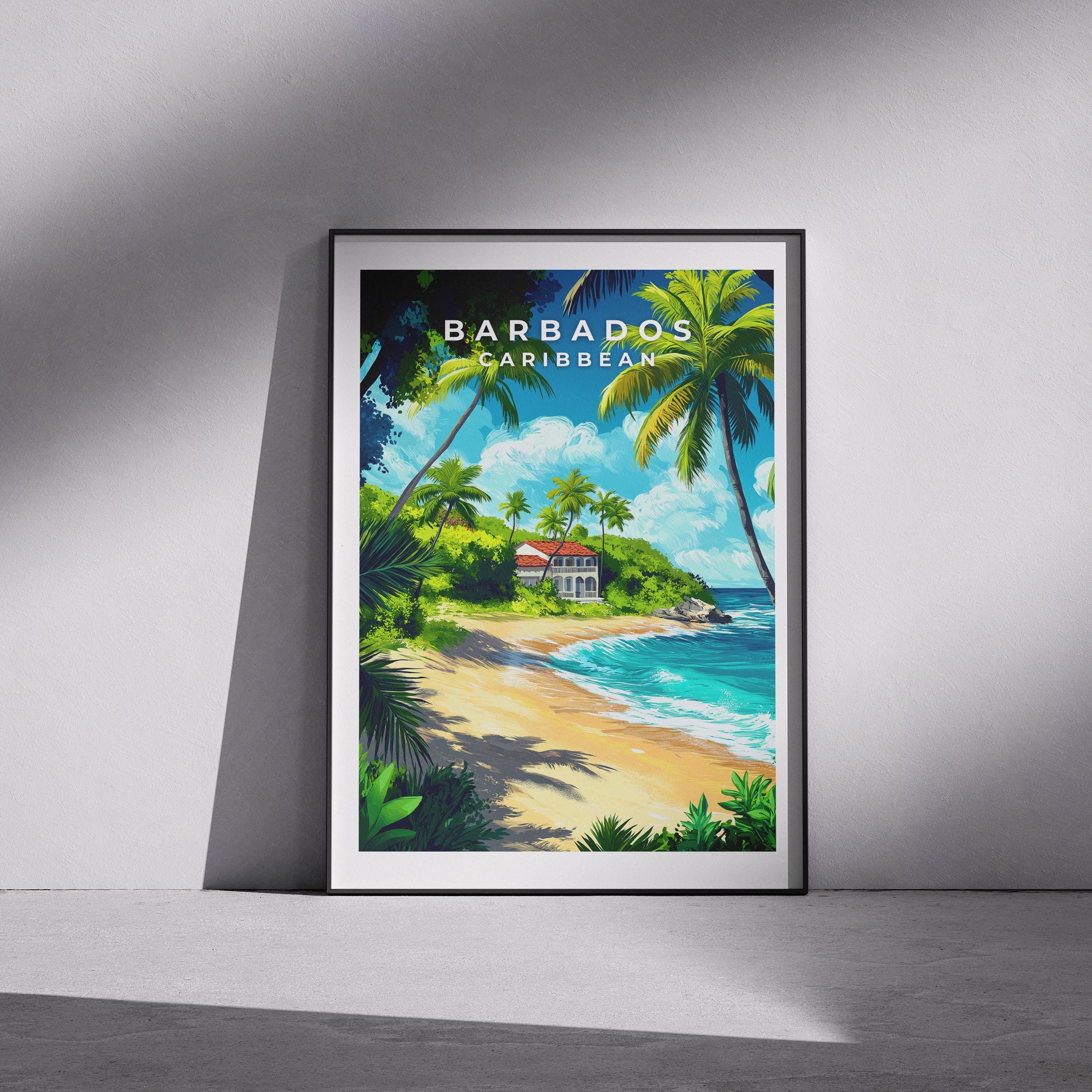 Barbados Travel Poster: Vintage Caribbean Beach Print