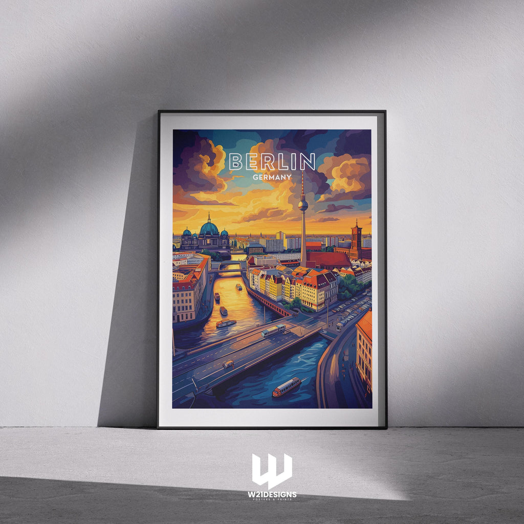 Berlin Sunset Cityscape Print: Germany Travel Poster