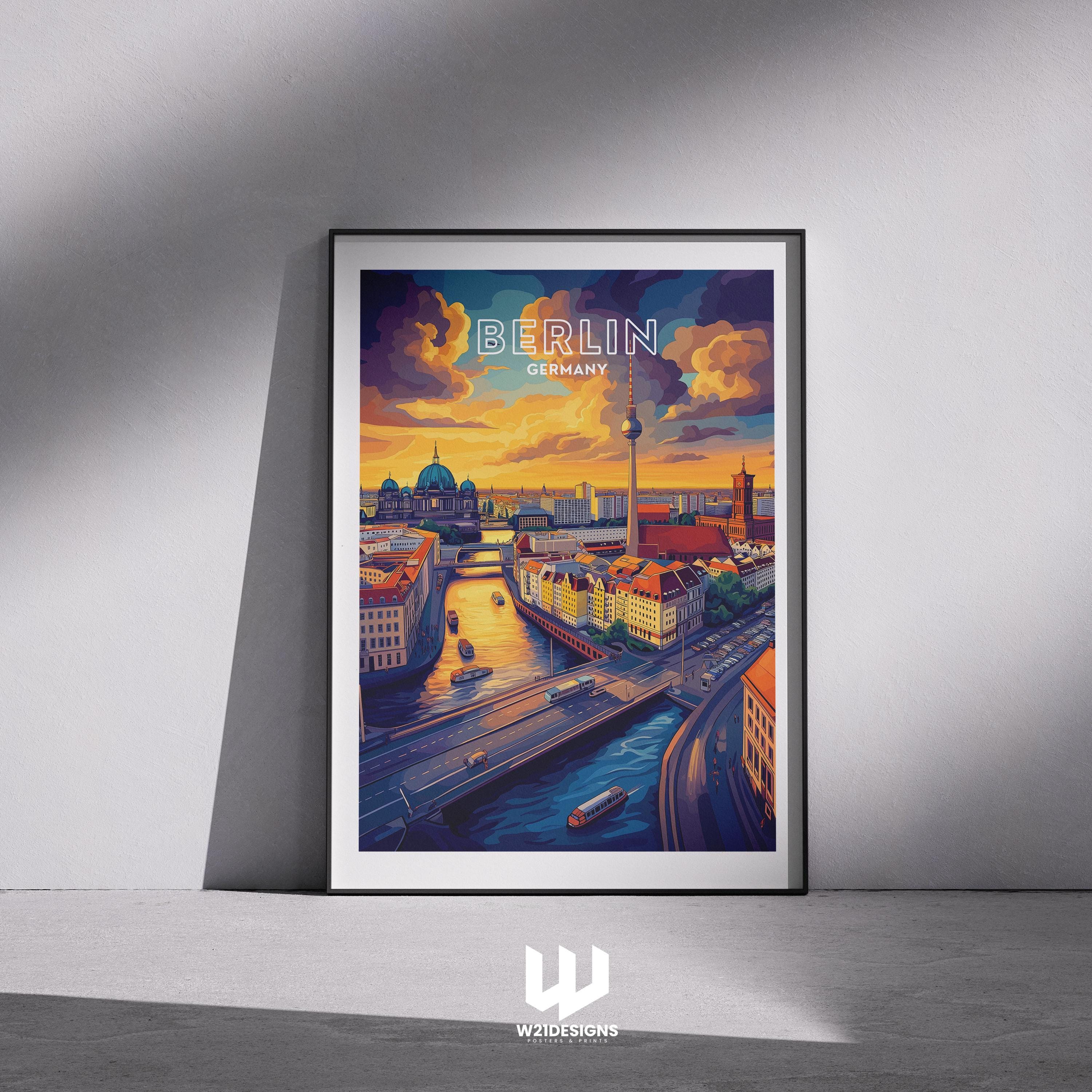Berlin Sunset Cityscape Print: Germany Travel Poster