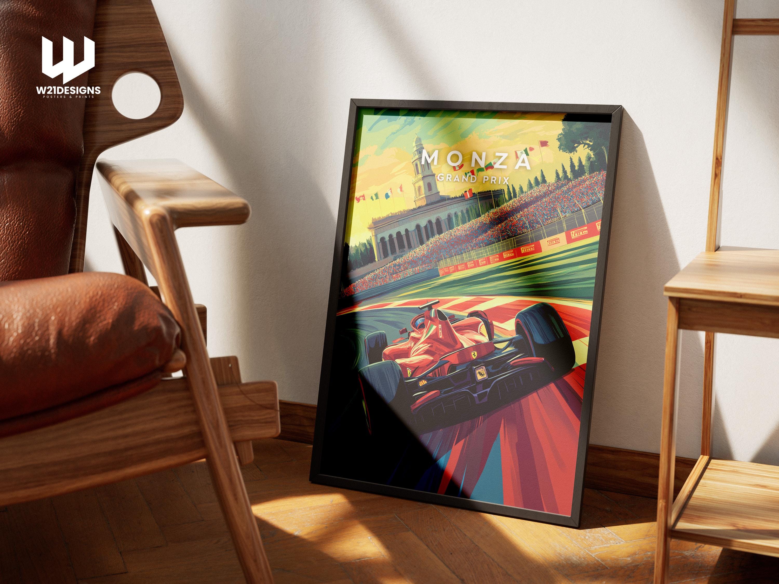 Monza Grand Prix Poster: Ferrari F1 Racing Art Print