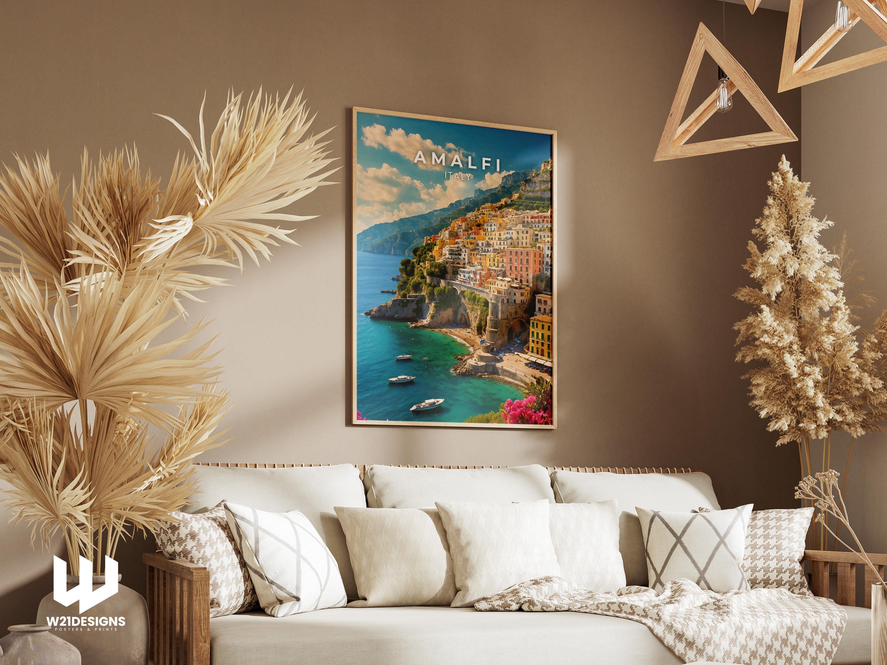 Amalfi Coast Travel Print: Italy Coastal Art, Mediterranean Decor