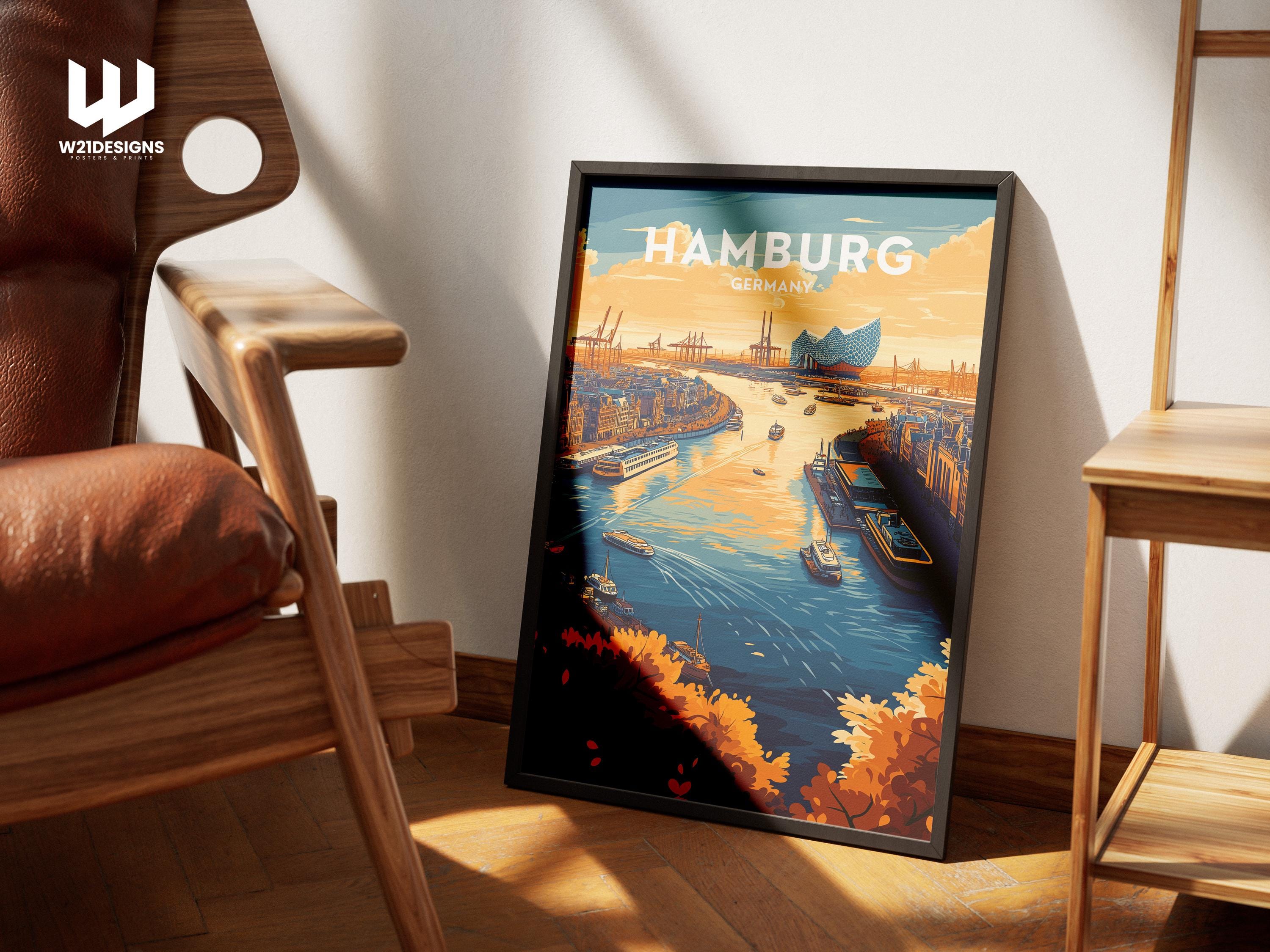 Hamburg Germany Art Print: Elbphilharmonie, HafenCity Travel Poster